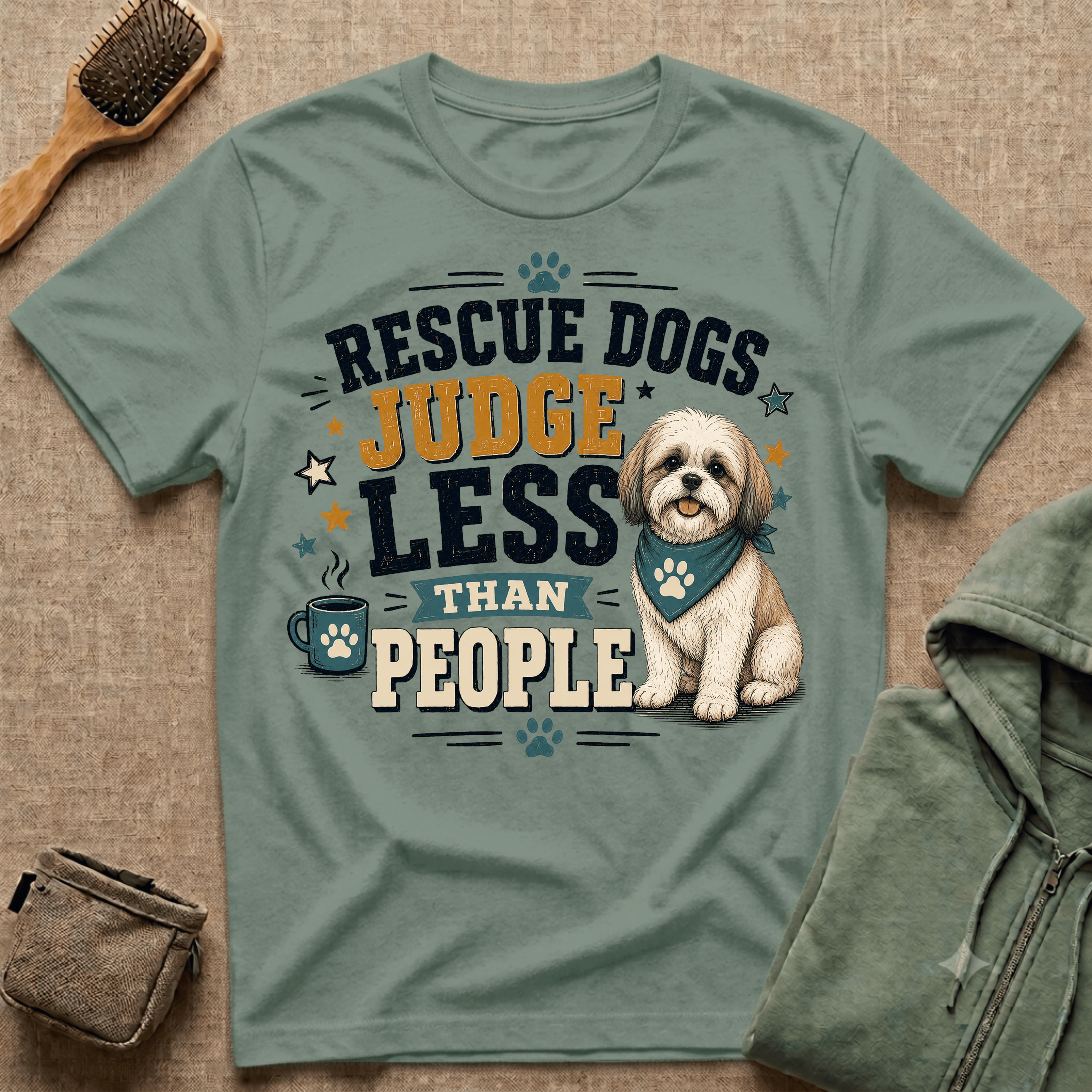 Rescue Dogs Judge Less Than People T-Shirt — Cute Maltese Rescue Tee