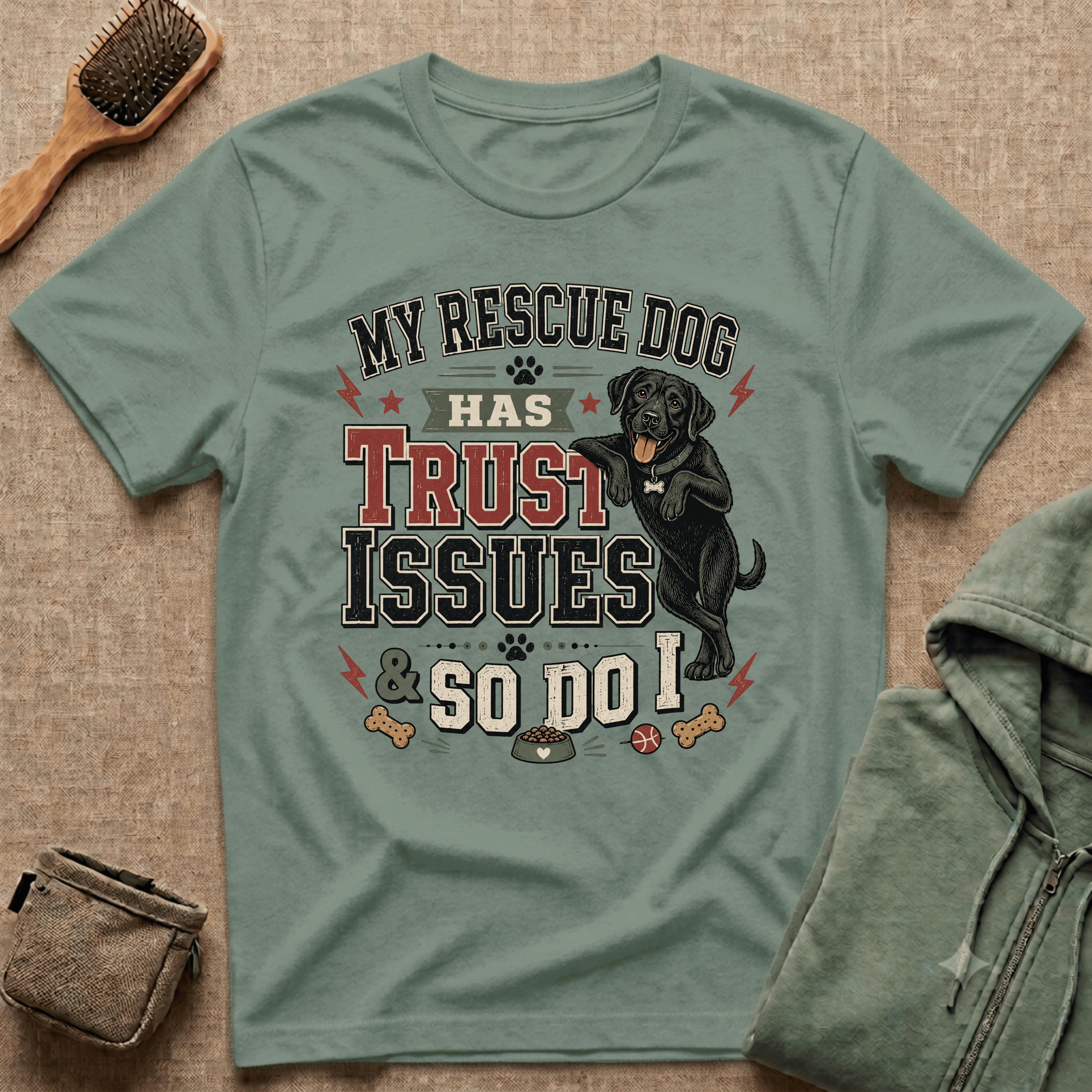 My Rescue Dog Has Trust Issues T-Shirt —Black Lab Rescue Dog Owner Tee