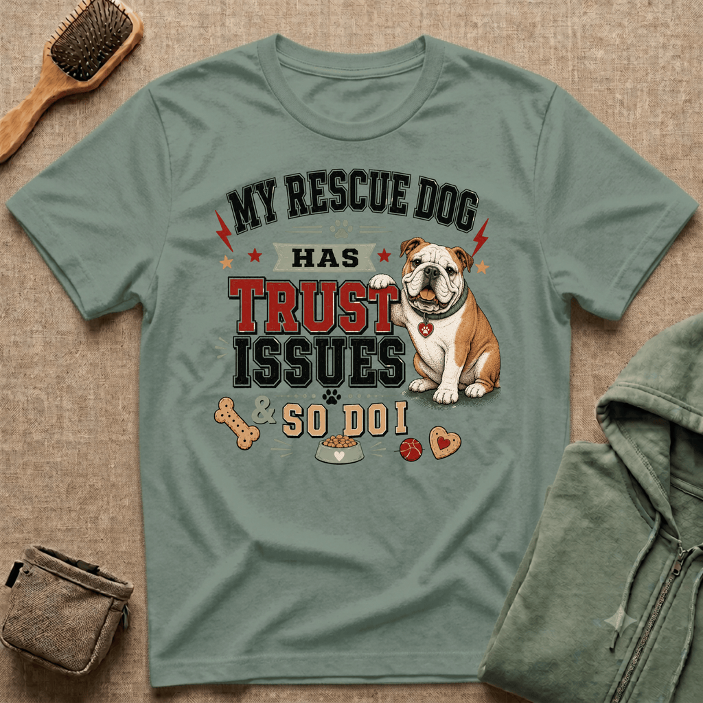 My Rescue Dog Has Trust Issues T-Shirt —Bull Dog Rescue Dog Owner Tee