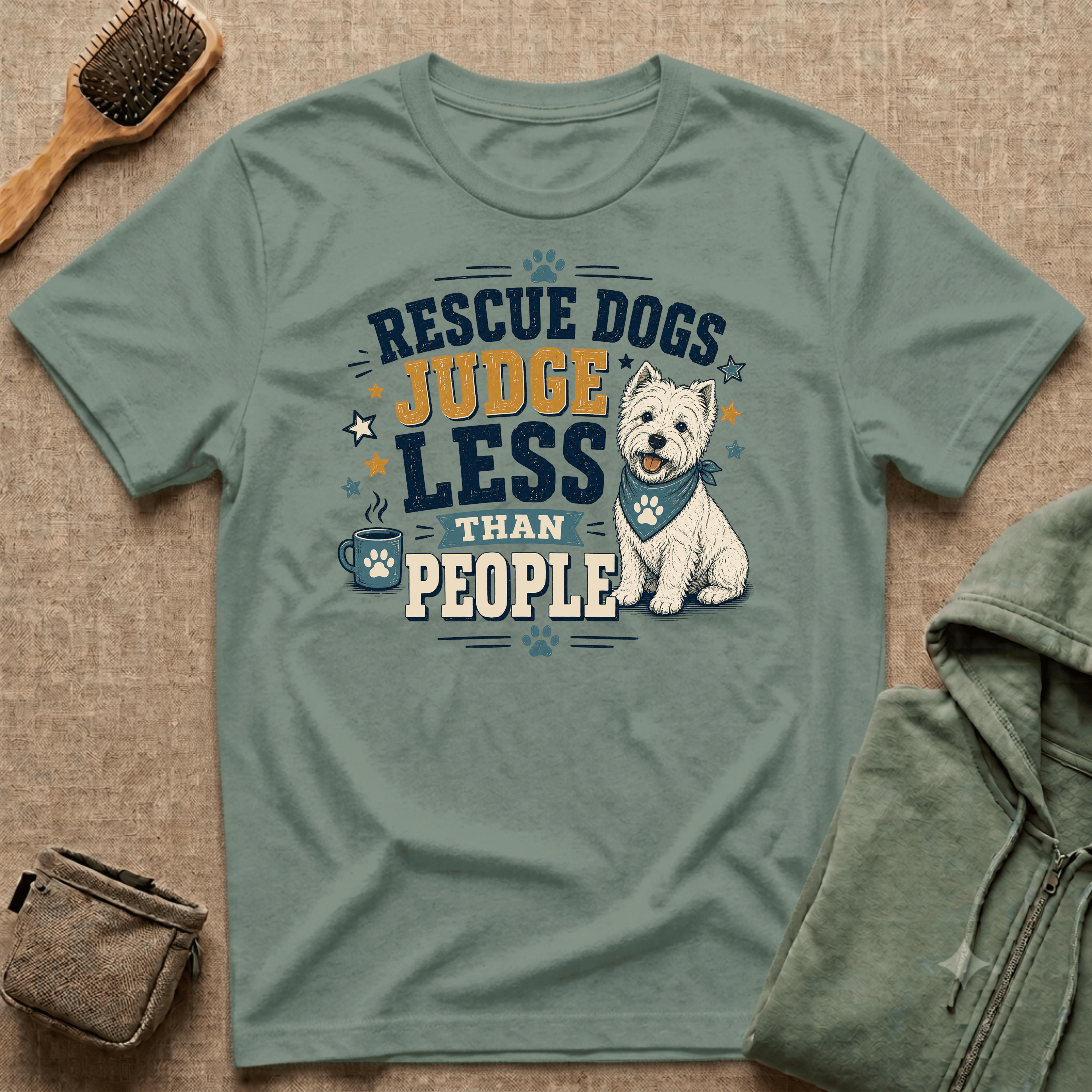 Rescue Dogs Judge Less Than People T-Shirt — Cute Westie Rescue Tee