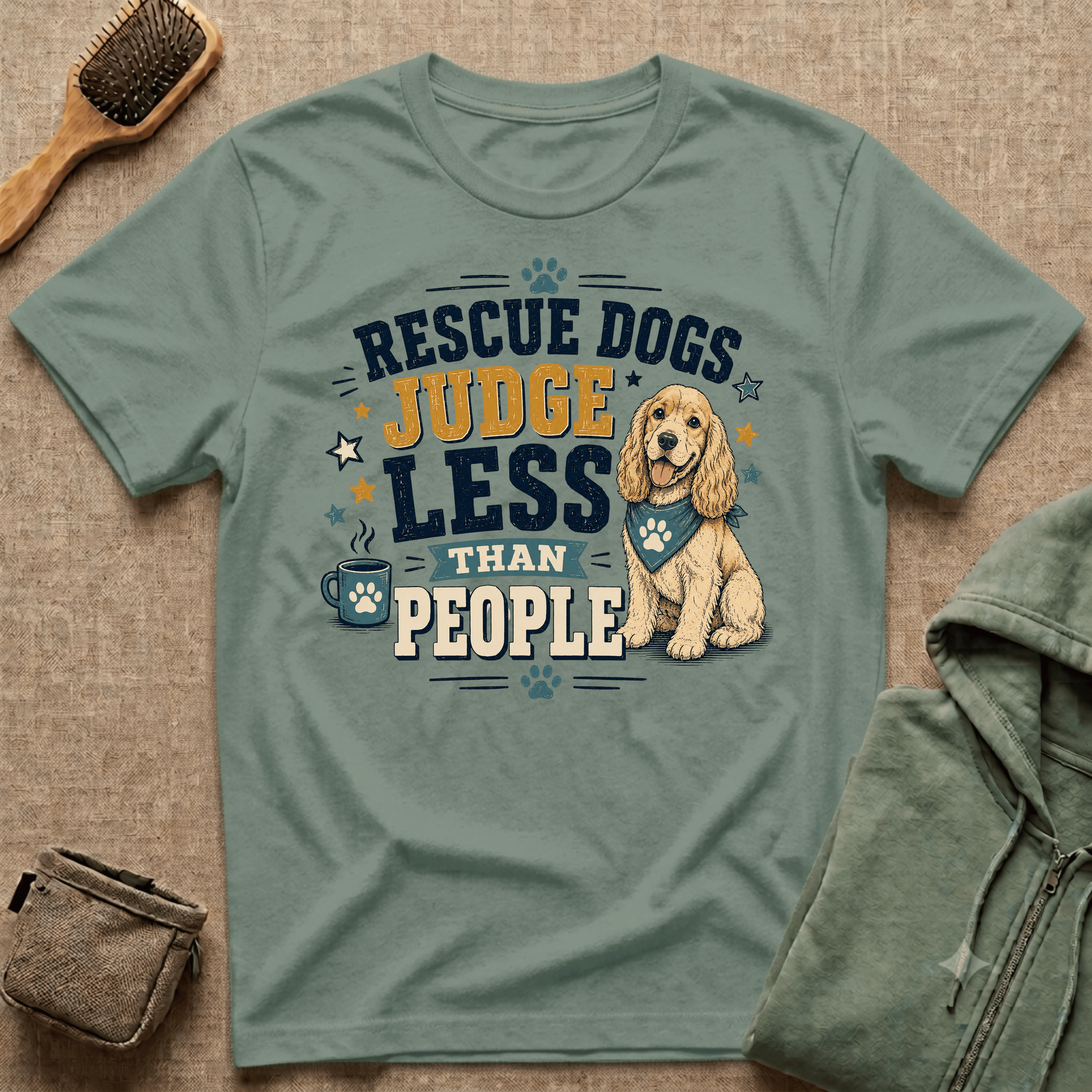 Rescue Dogs Judge Less Than People T-Shirt — Cute Cocker Spaniel Rescue Tee