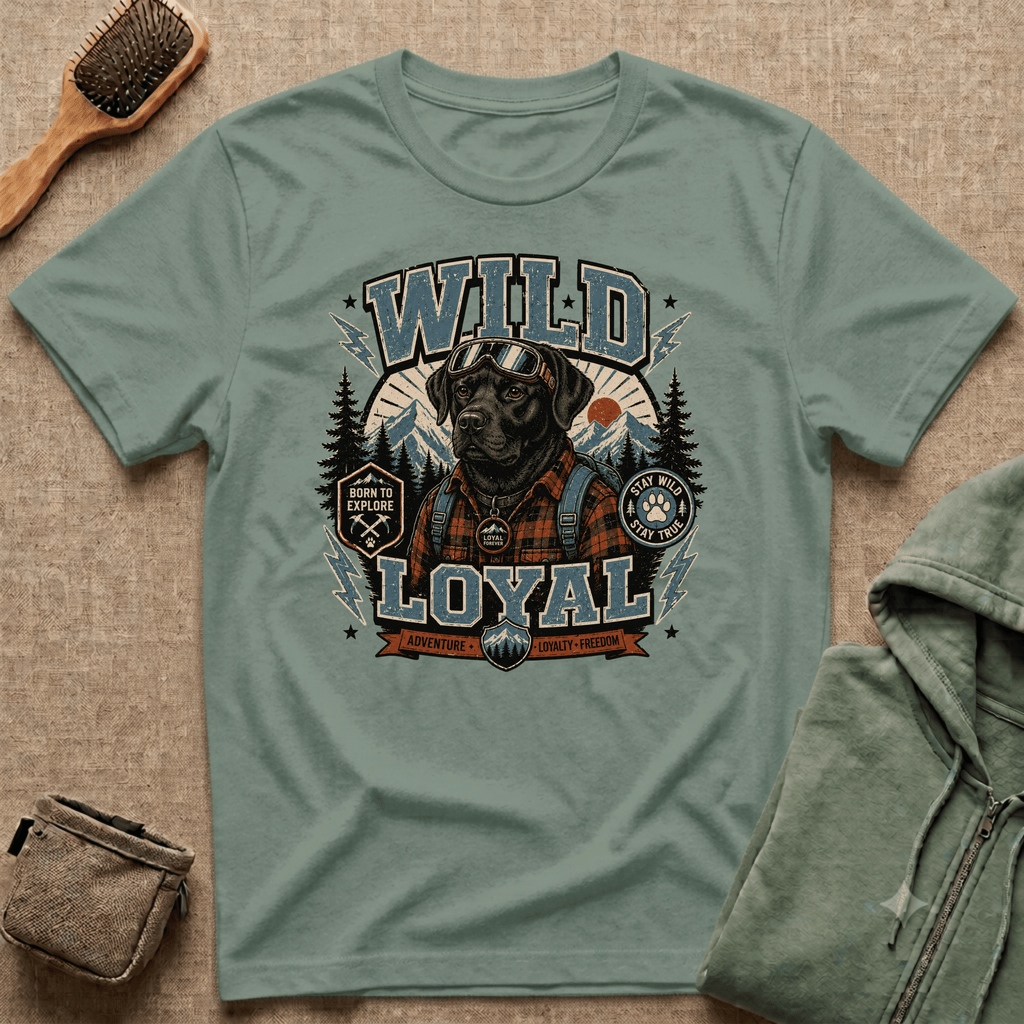 Wild & Loyal Dog T-Shirt — Vintage Lumberjack Black Labrador Design