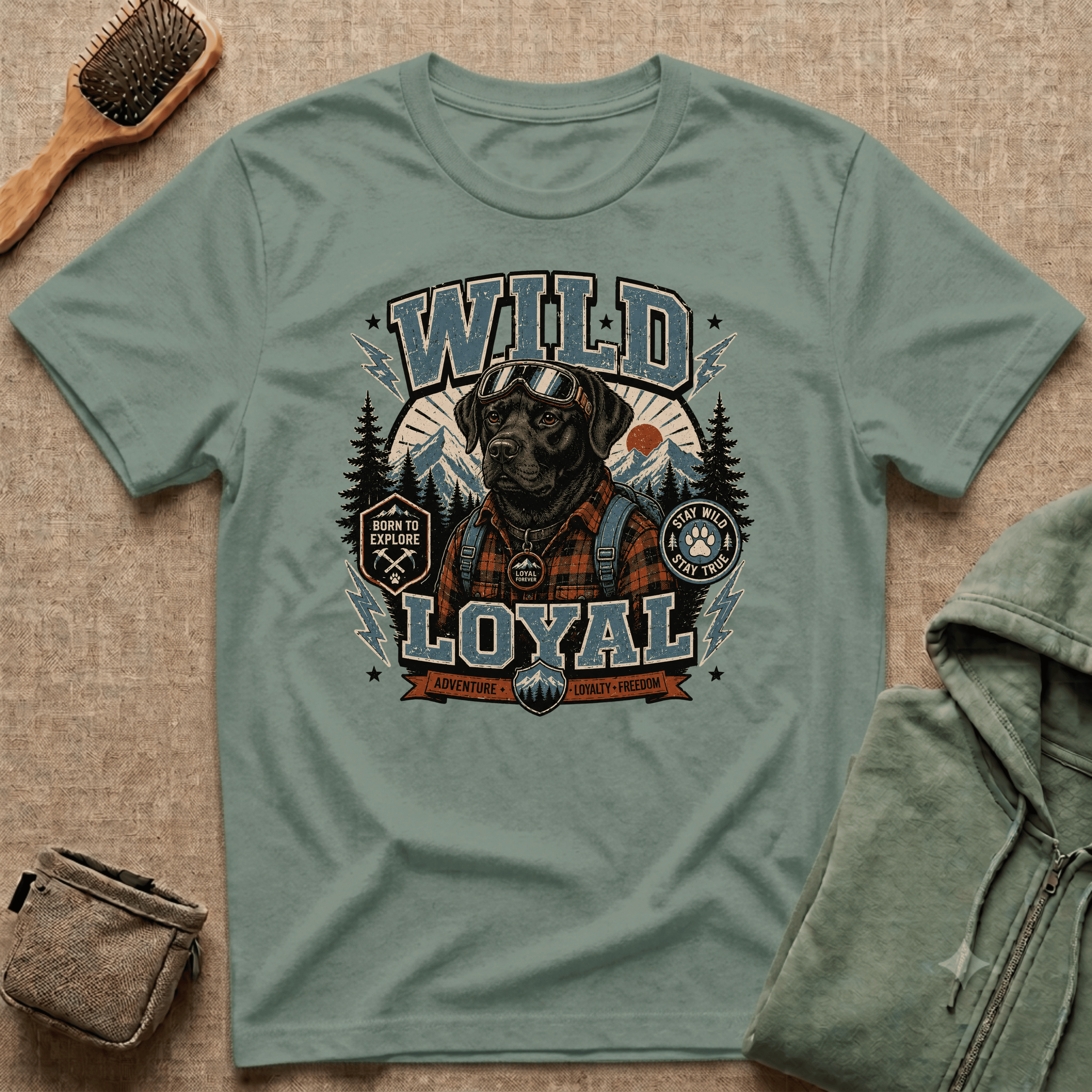 Wild & Loyal Dog T-Shirt — Vintage Lumberjack Black Labrador Design