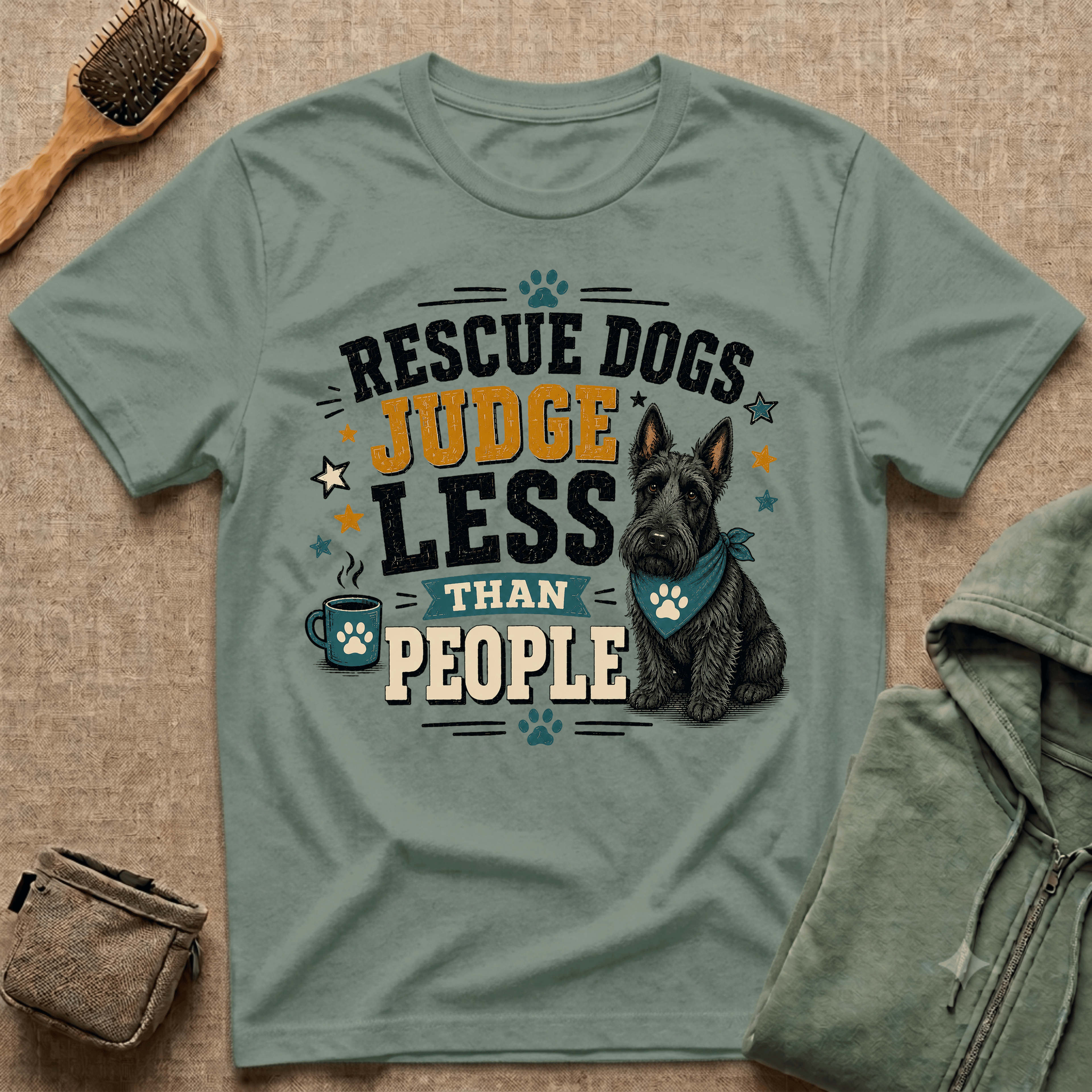 Rescue Dogs Judge Less Than People T-Shirt — Cute Scottie Rescue Tee