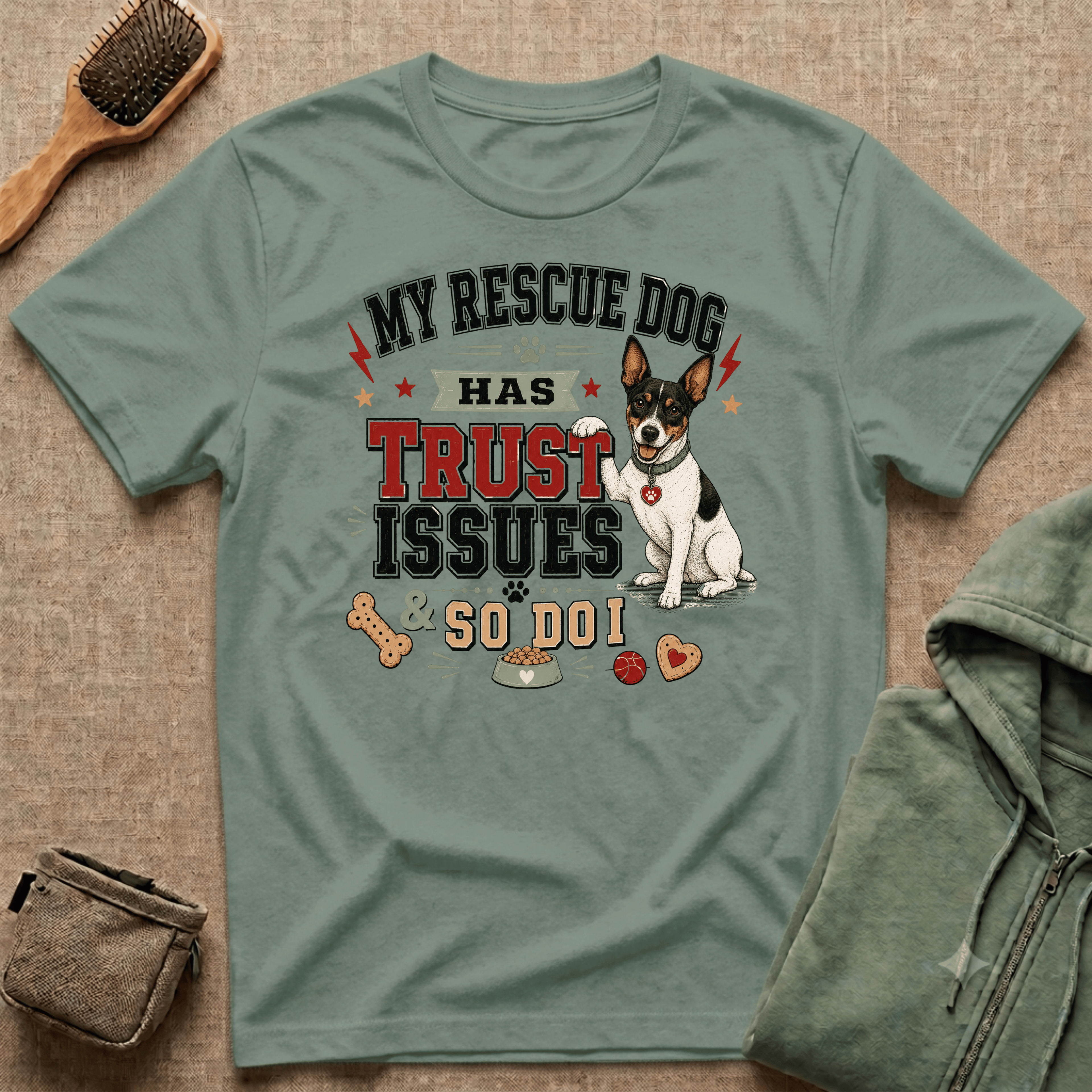 My Rescue Dog Has Trust Issues T-Shirt —Rat Terrier Rescue Dog Owner Tee