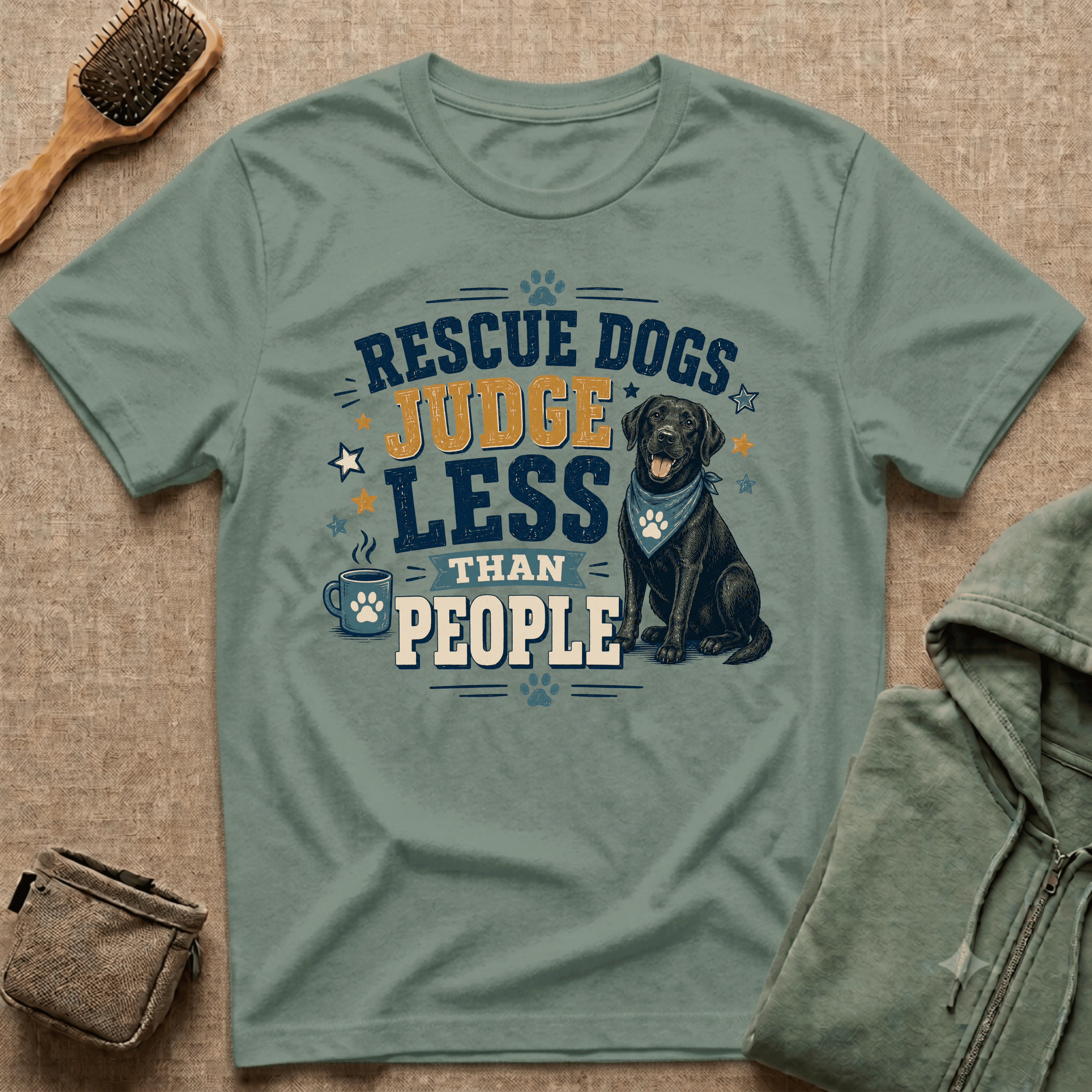 Rescue Dogs Judge Less Than People T-Shirt — Cute Black Lab Rescue Tee