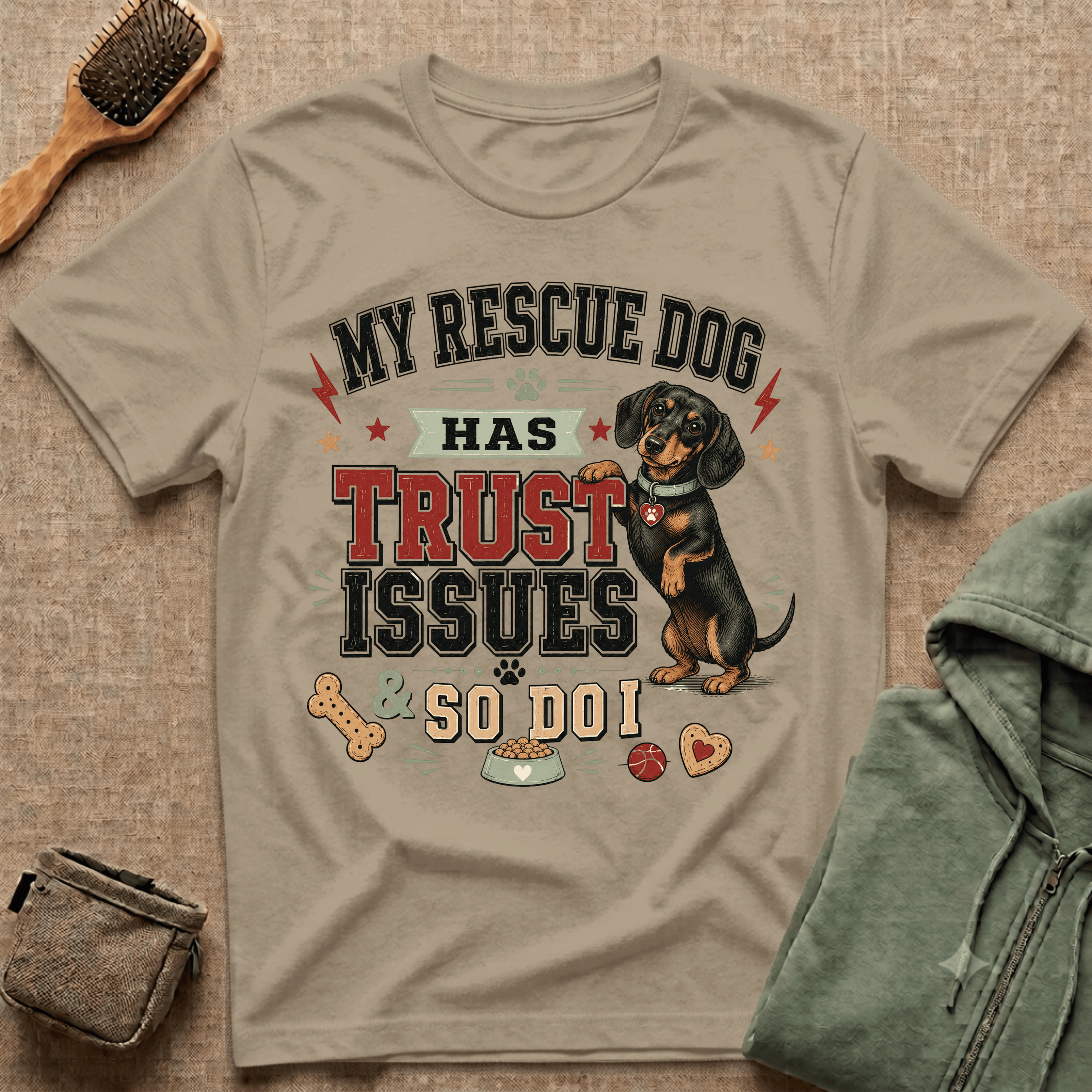 My Rescue Dog Has Trust Issues T-Shirt —Dachshund Rescue Dog Owner Tee