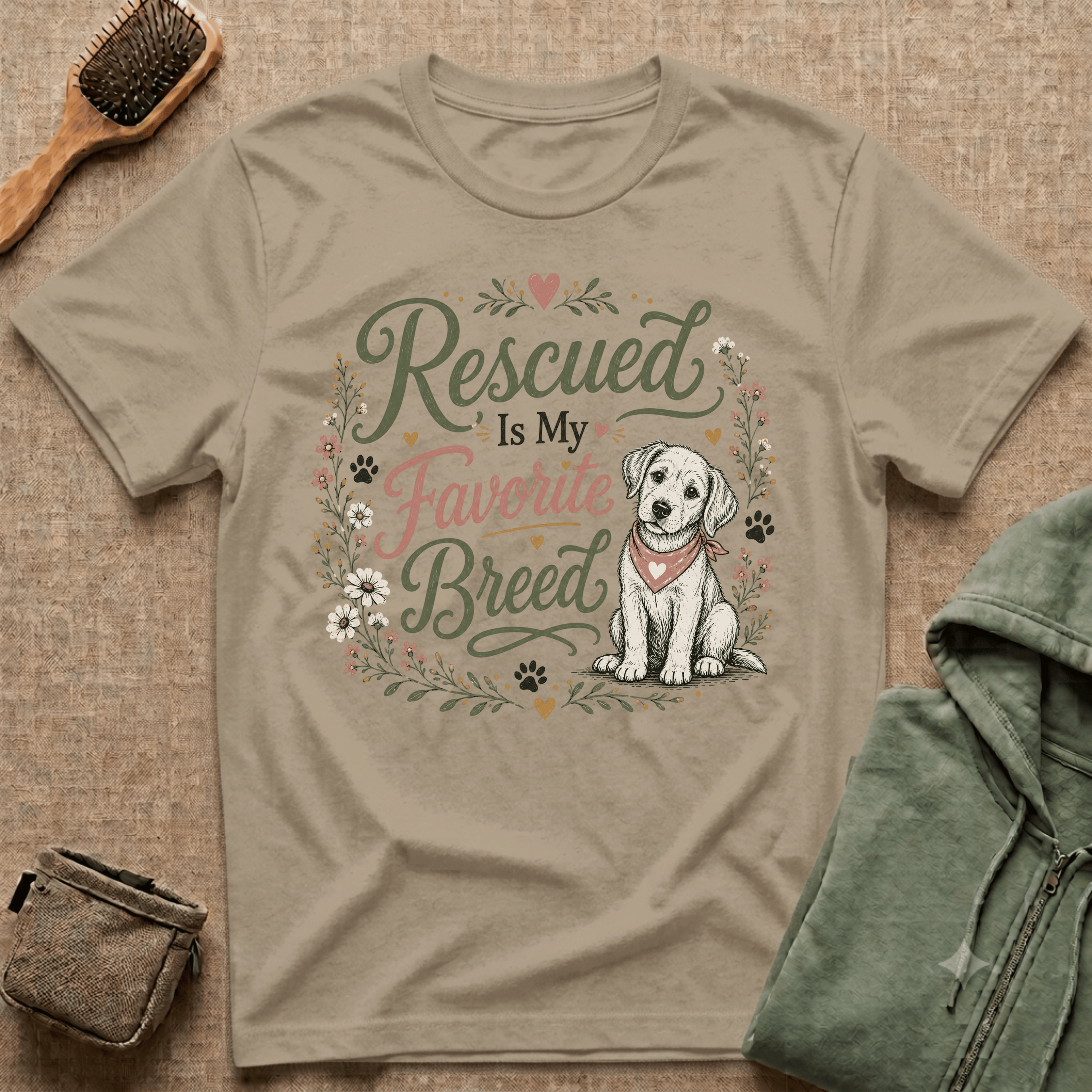 Rescued Is My Favorite Breed T-Shirt — Cute Rescue Dog Adoption Tee