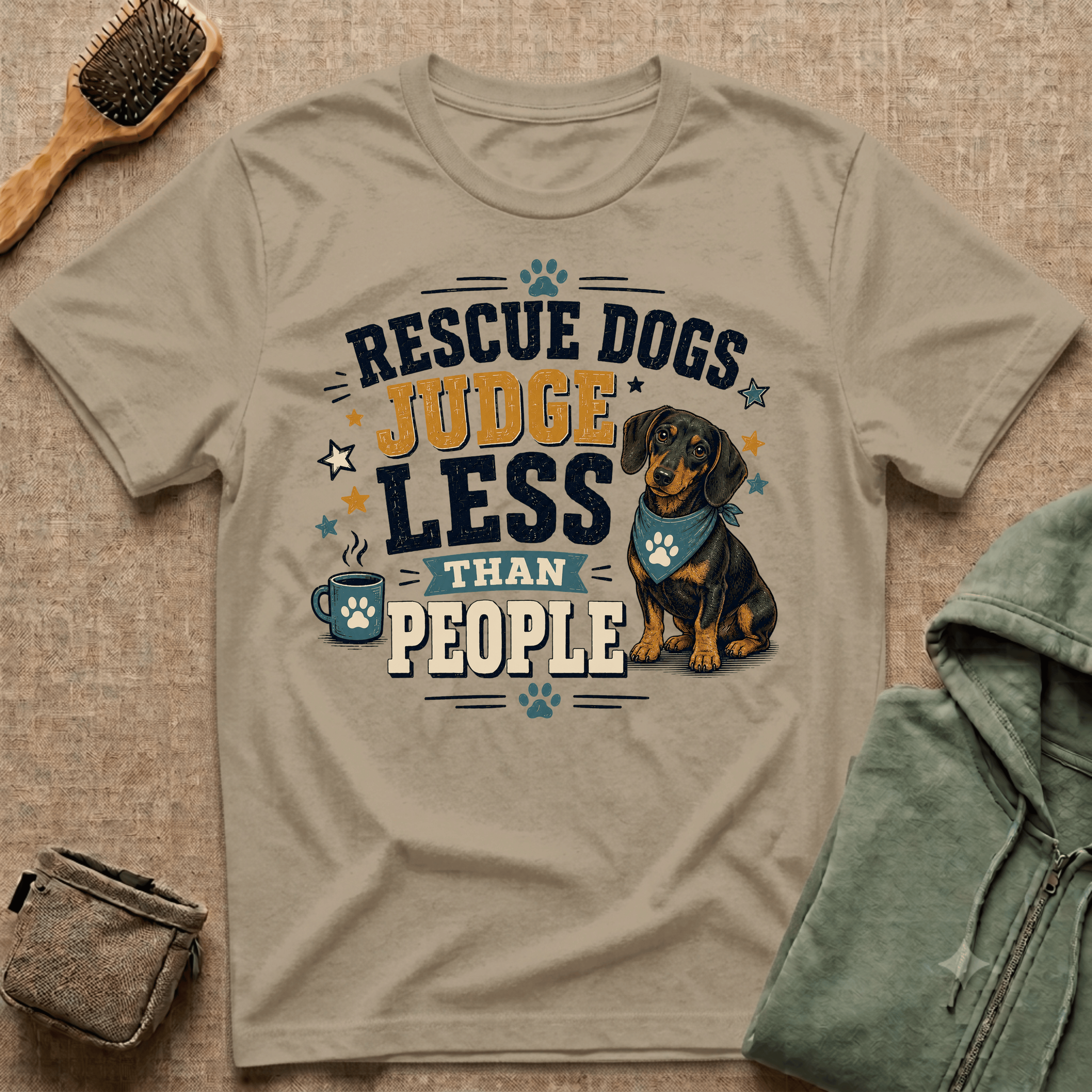 Rescue Dogs Judge Less Than People T-Shirt — Cute Dauschund Rescue Tee