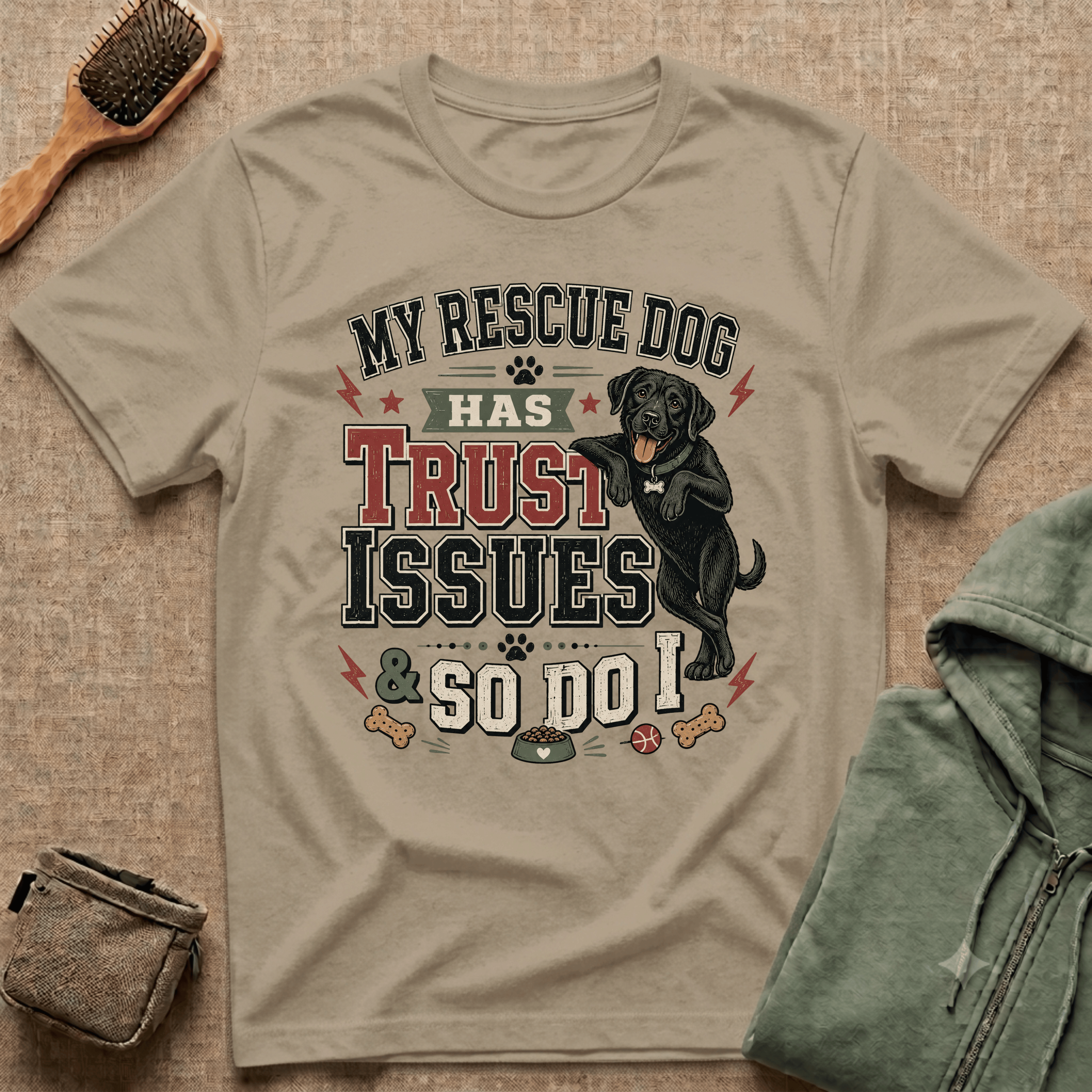 My Rescue Dog Has Trust Issues T-Shirt —Black Lab Rescue Dog Owner Tee