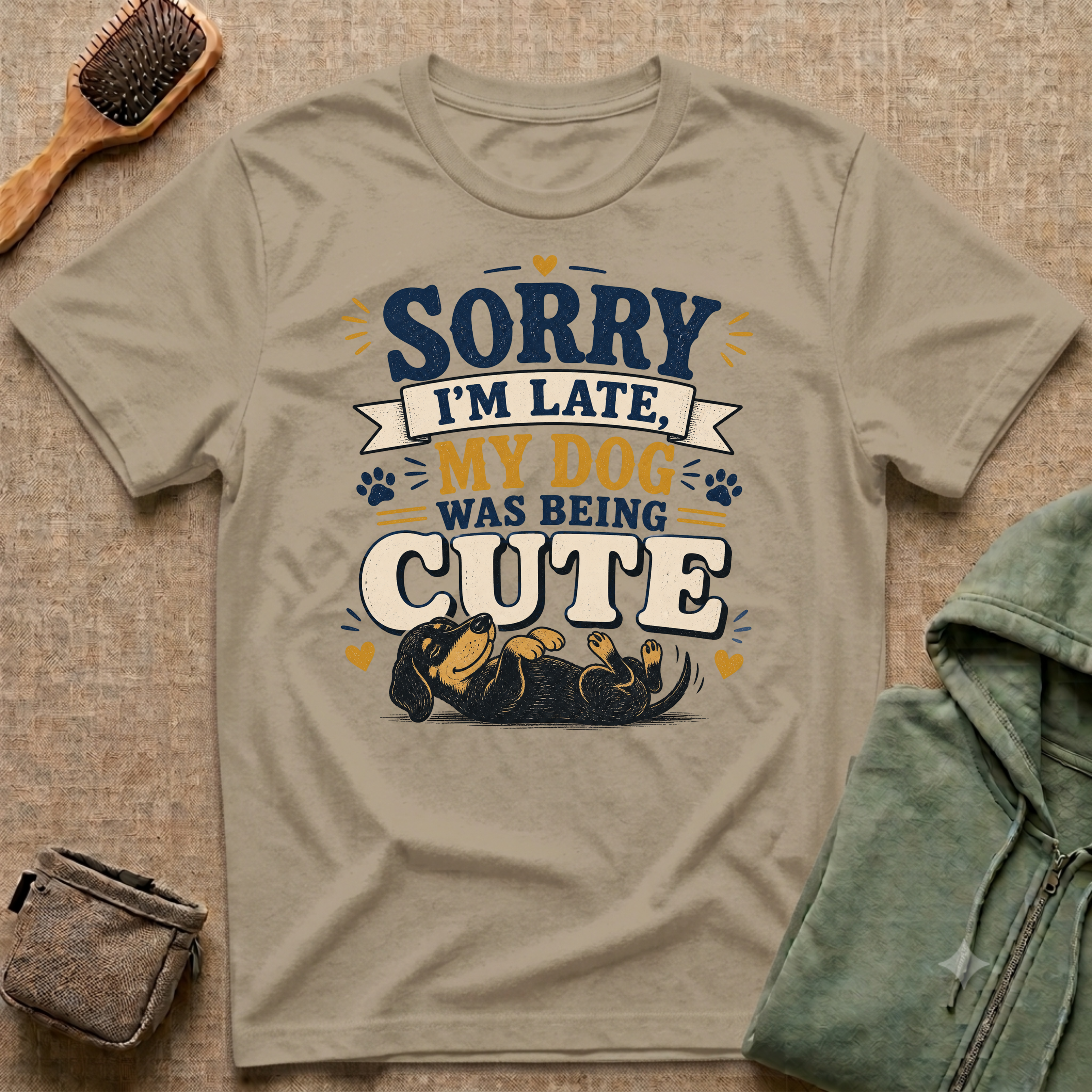 Sorry I'm Late My Dog Was Being Cute T-Shirt — Dachshund Funny Dog Lover Tee