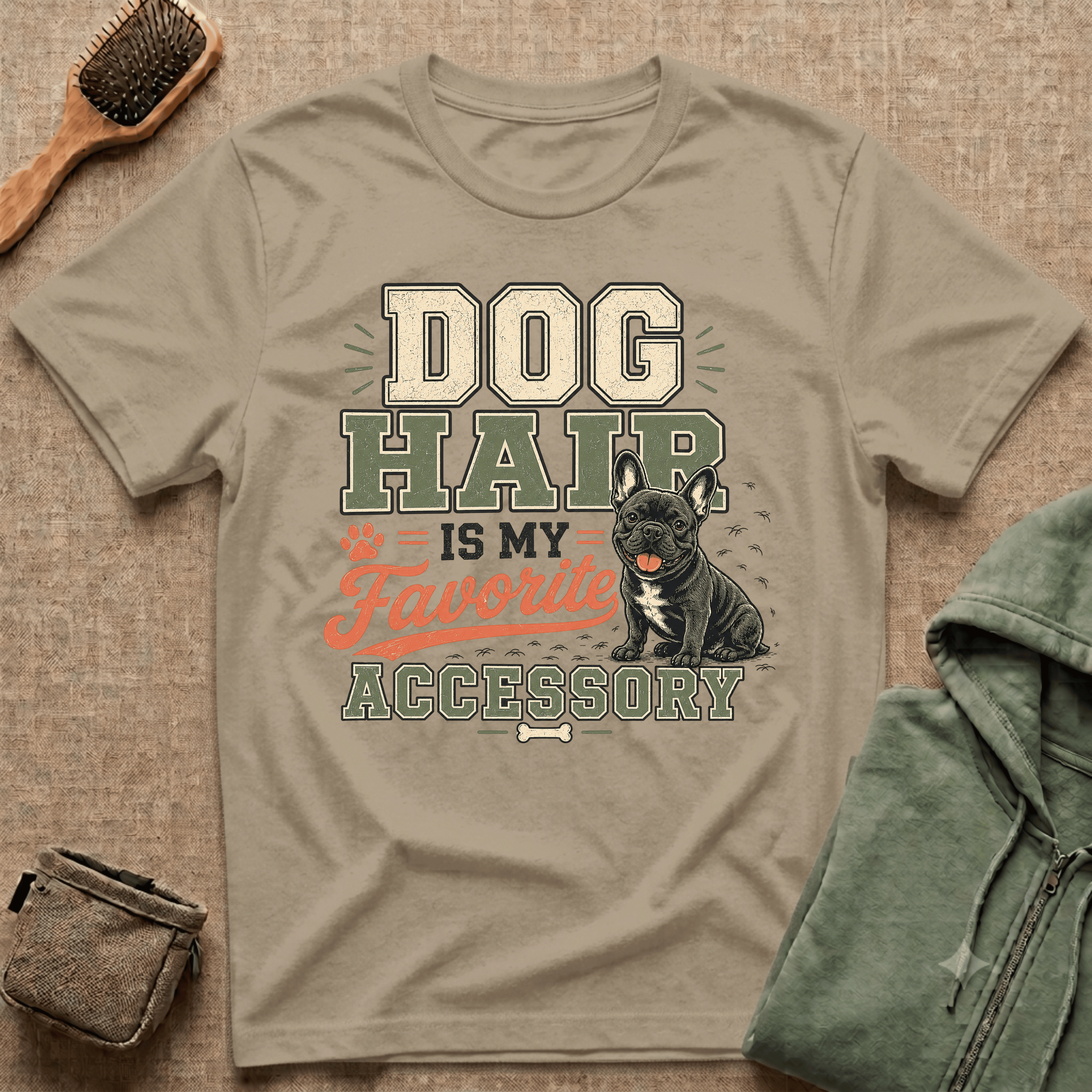 Dog Hair Is My Favorite Accessory T-Shirt — Frenchie Dog Lover Tee