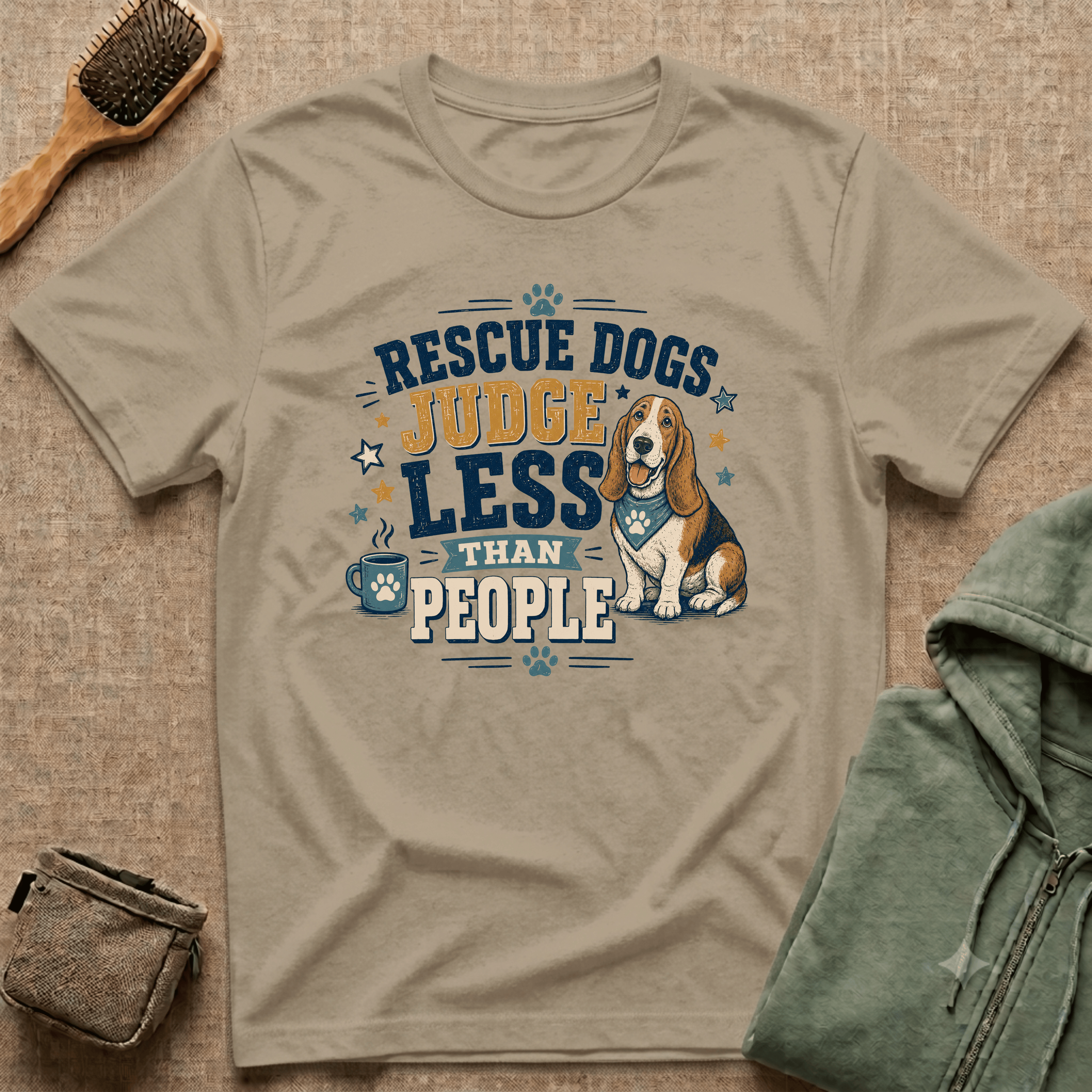 Rescue Dogs Judge Less Than People T-Shirt — Cute Basset Hound Rescue Tee