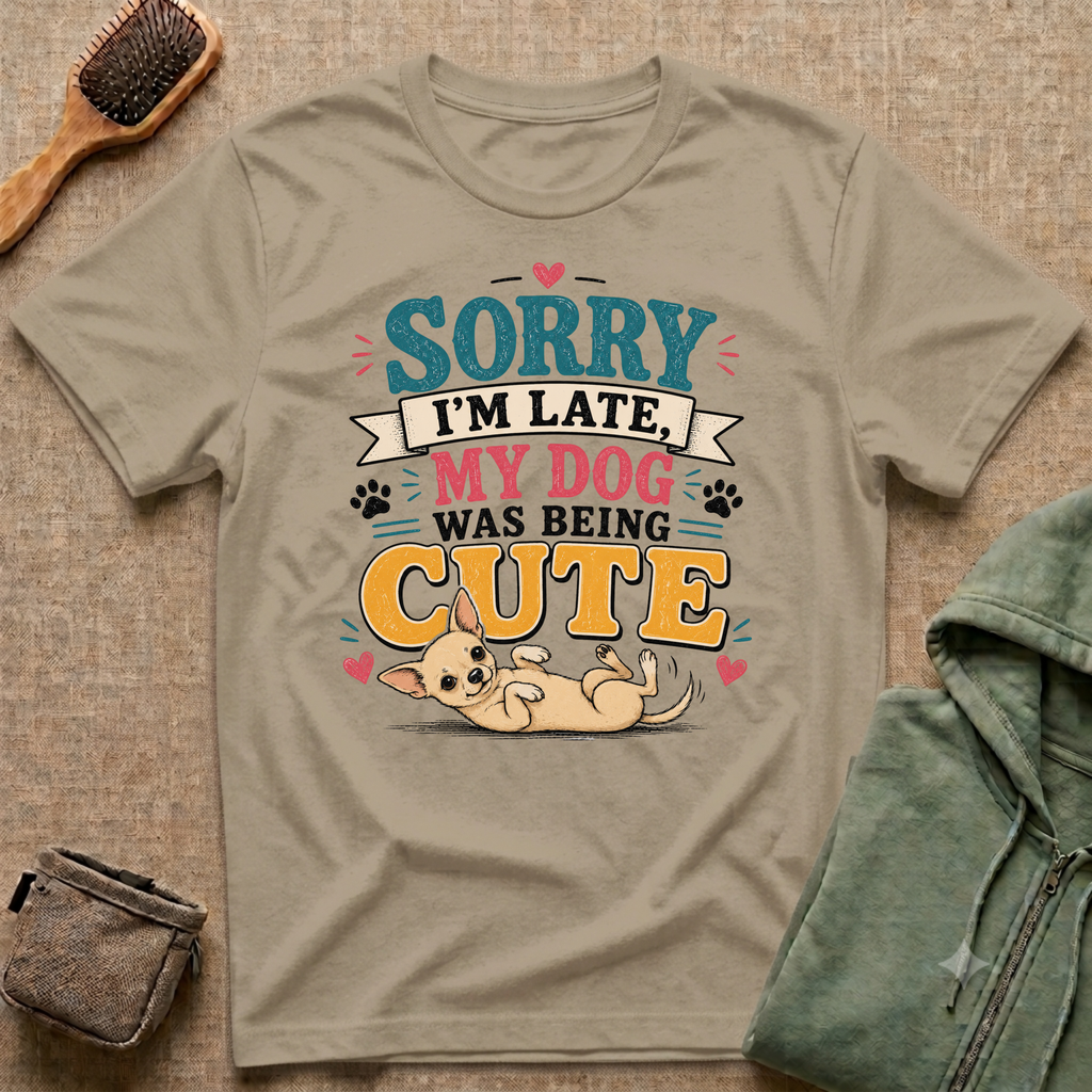 Sorry I'm Late My Dog Was Being Cute T-Shirt — Chihuahua Dog Lover Tee