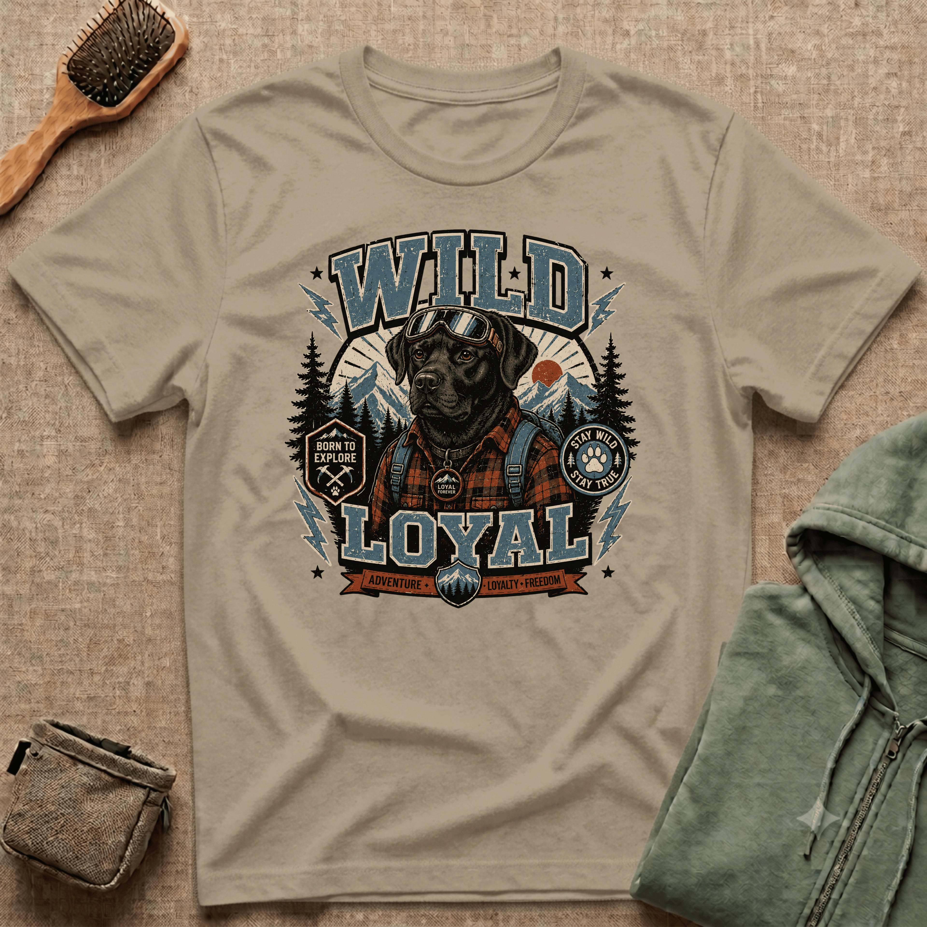 Wild & Loyal Dog T-Shirt — Vintage Lumberjack Black Labrador Design