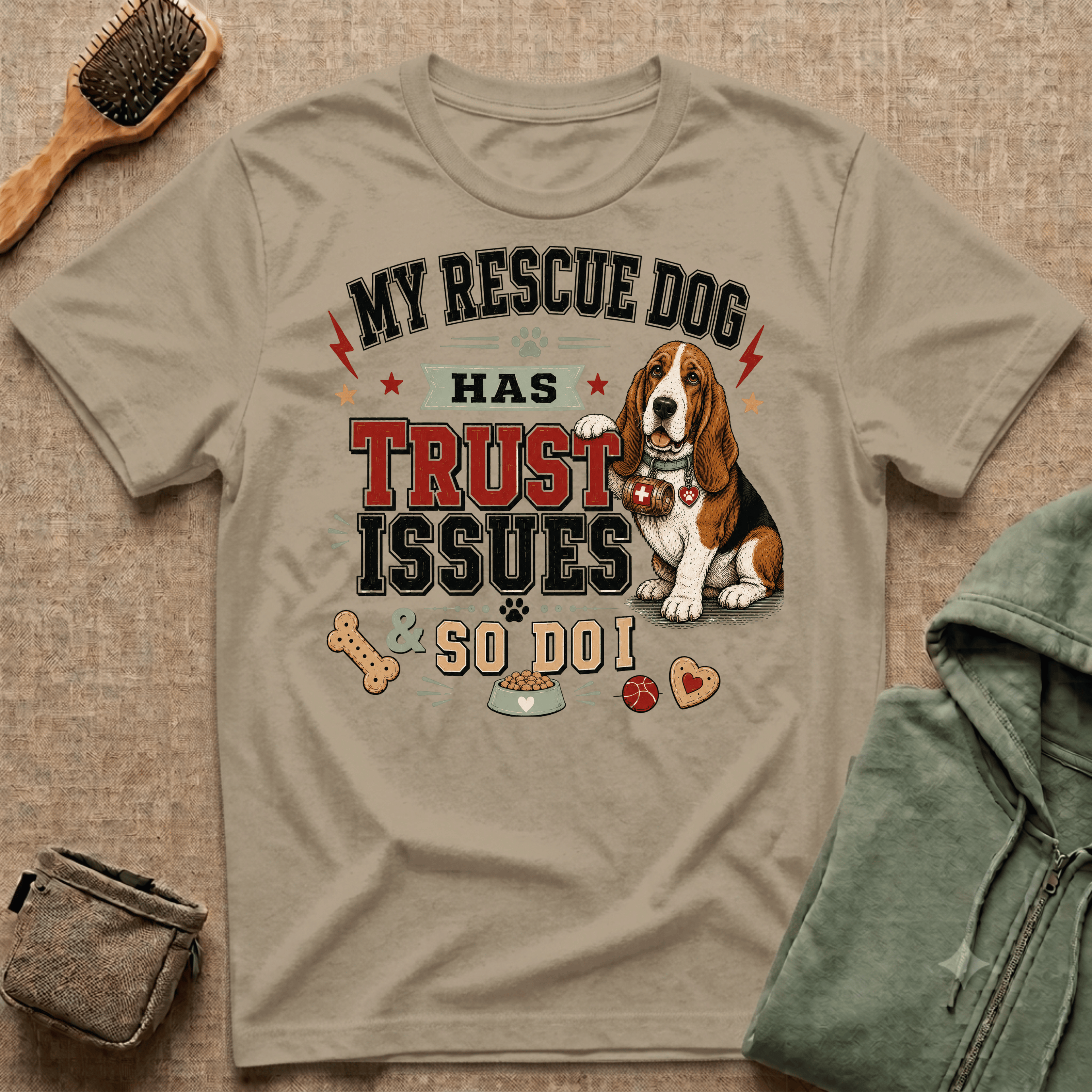 My Rescue Dog Has Trust Issues T-Shirt —Basset Rescue Dog Owner Tee