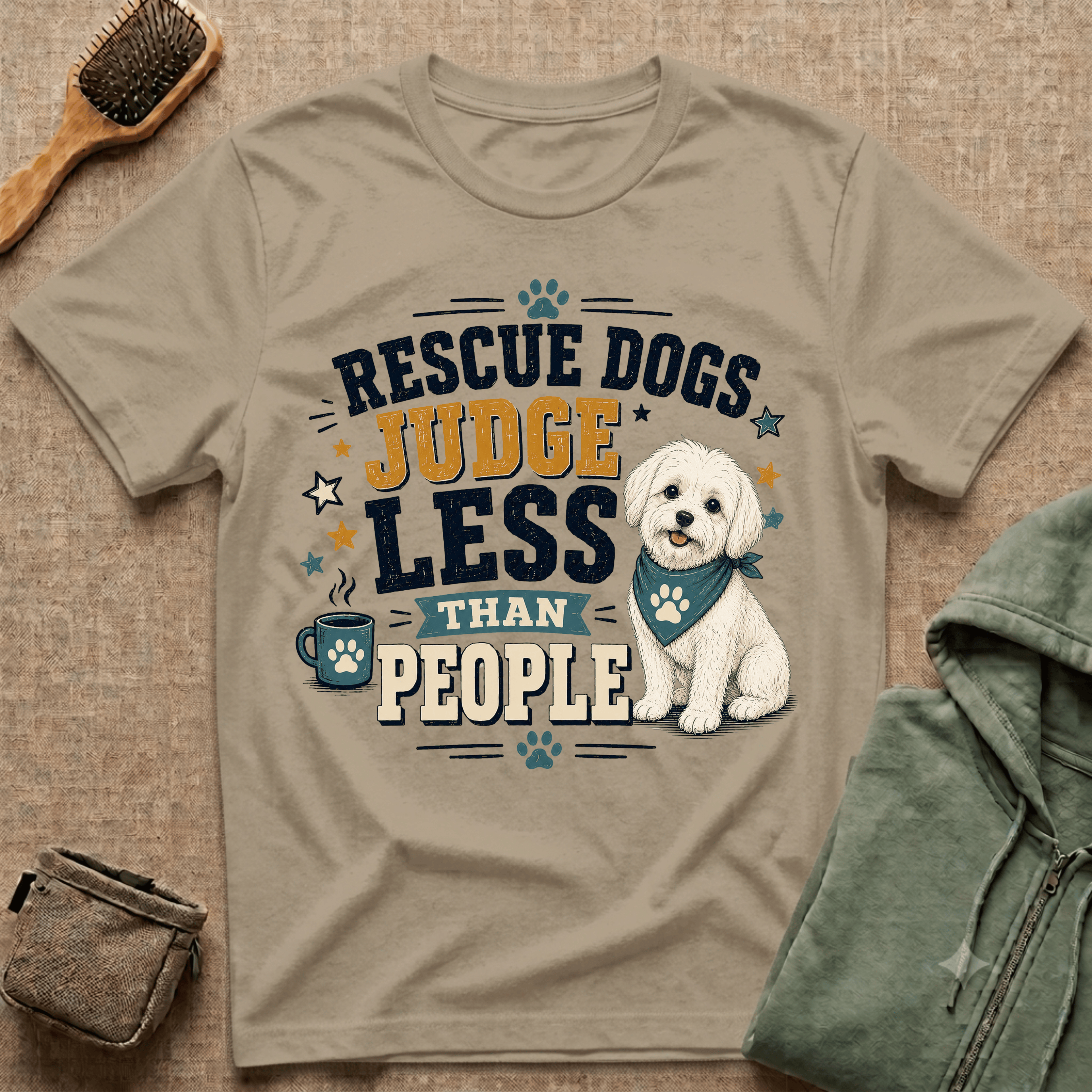 Rescue Dogs Judge Less Than People T-Shirt — Cute Shih Zhu Rescue Tee