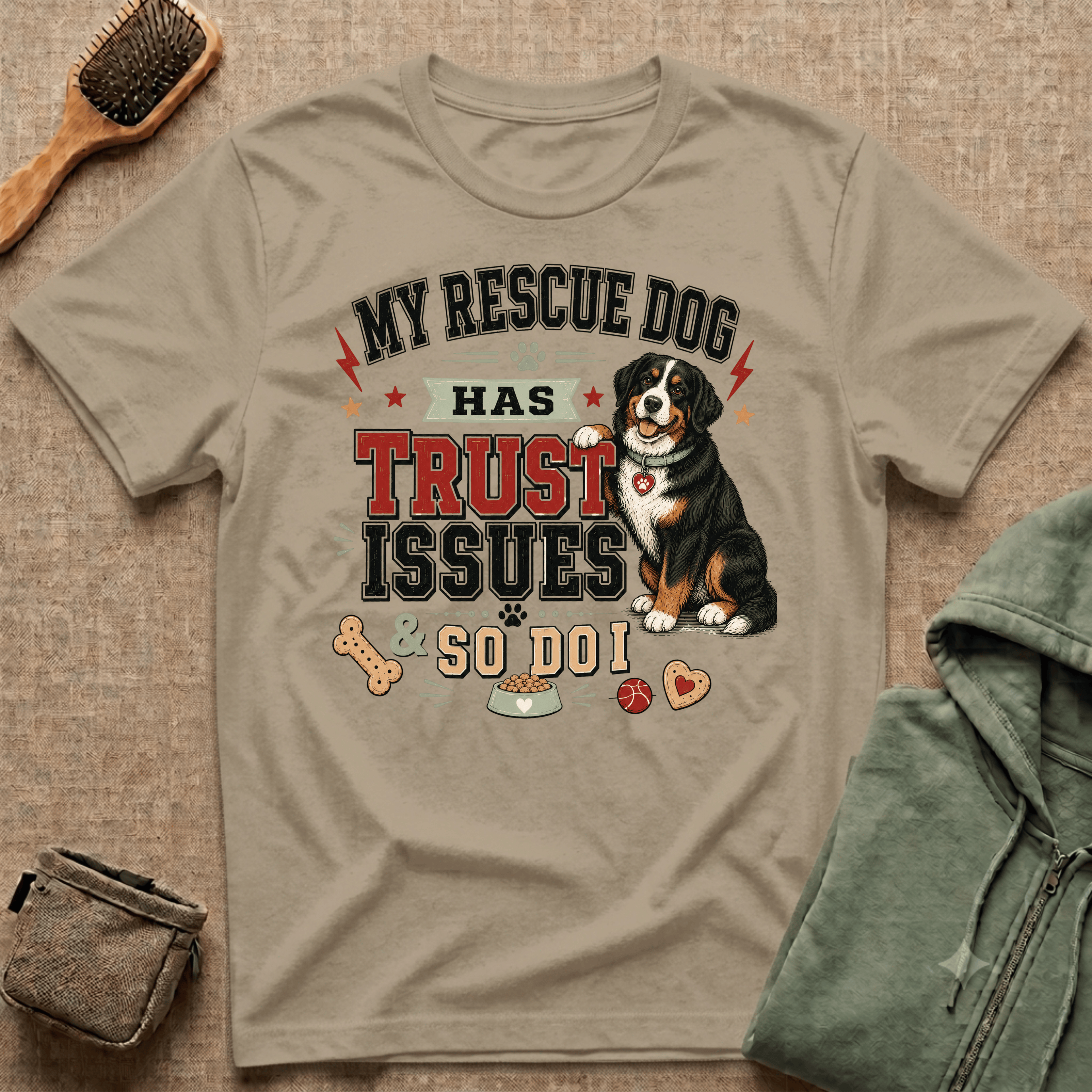 My Rescue Dog Has Trust Issues T-Shirt —Bernese Mountain Rescue Dog Owner Tee