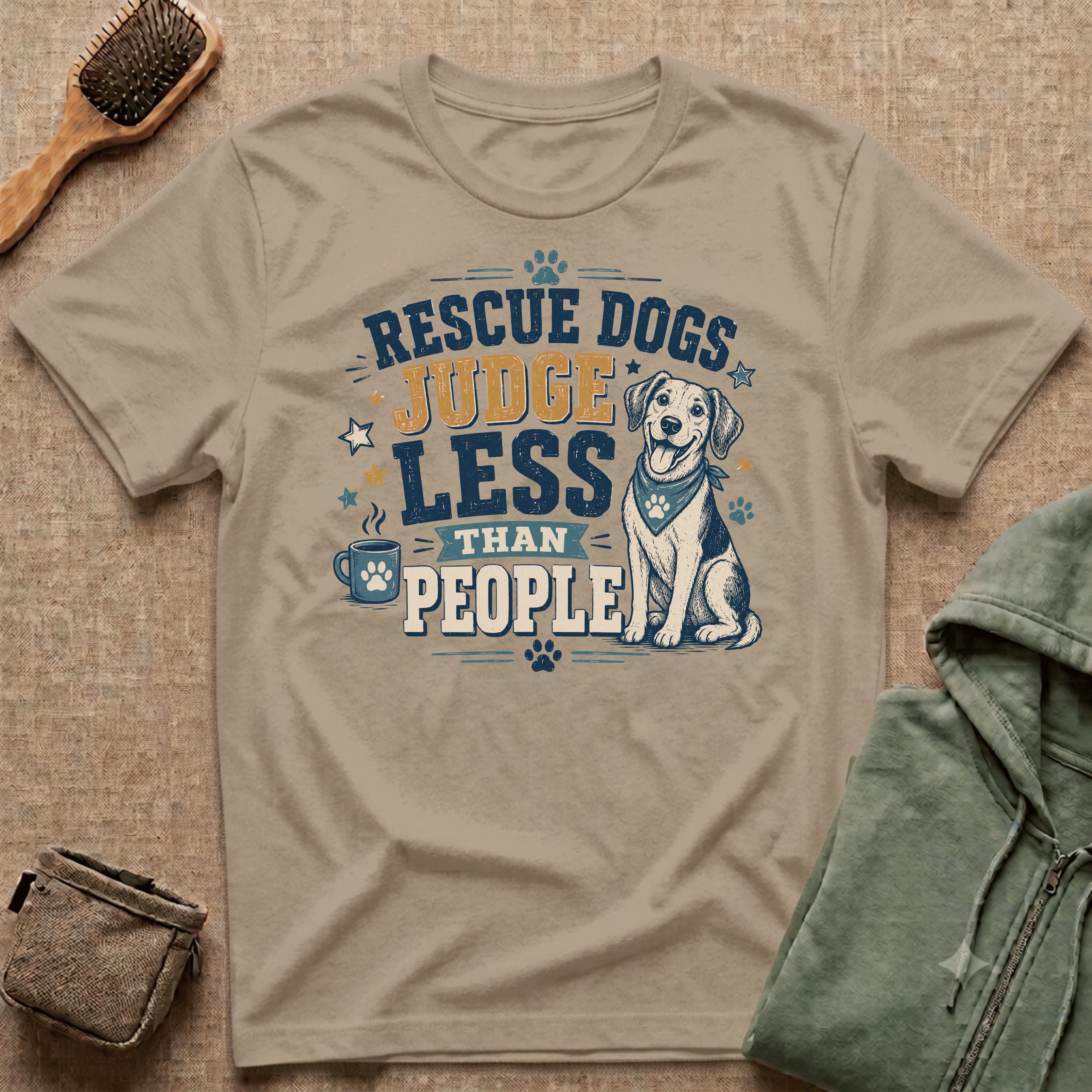 Rescue Dogs Judge Less Than People T-Shirt — Cute Mixed Breed Rescue Tee