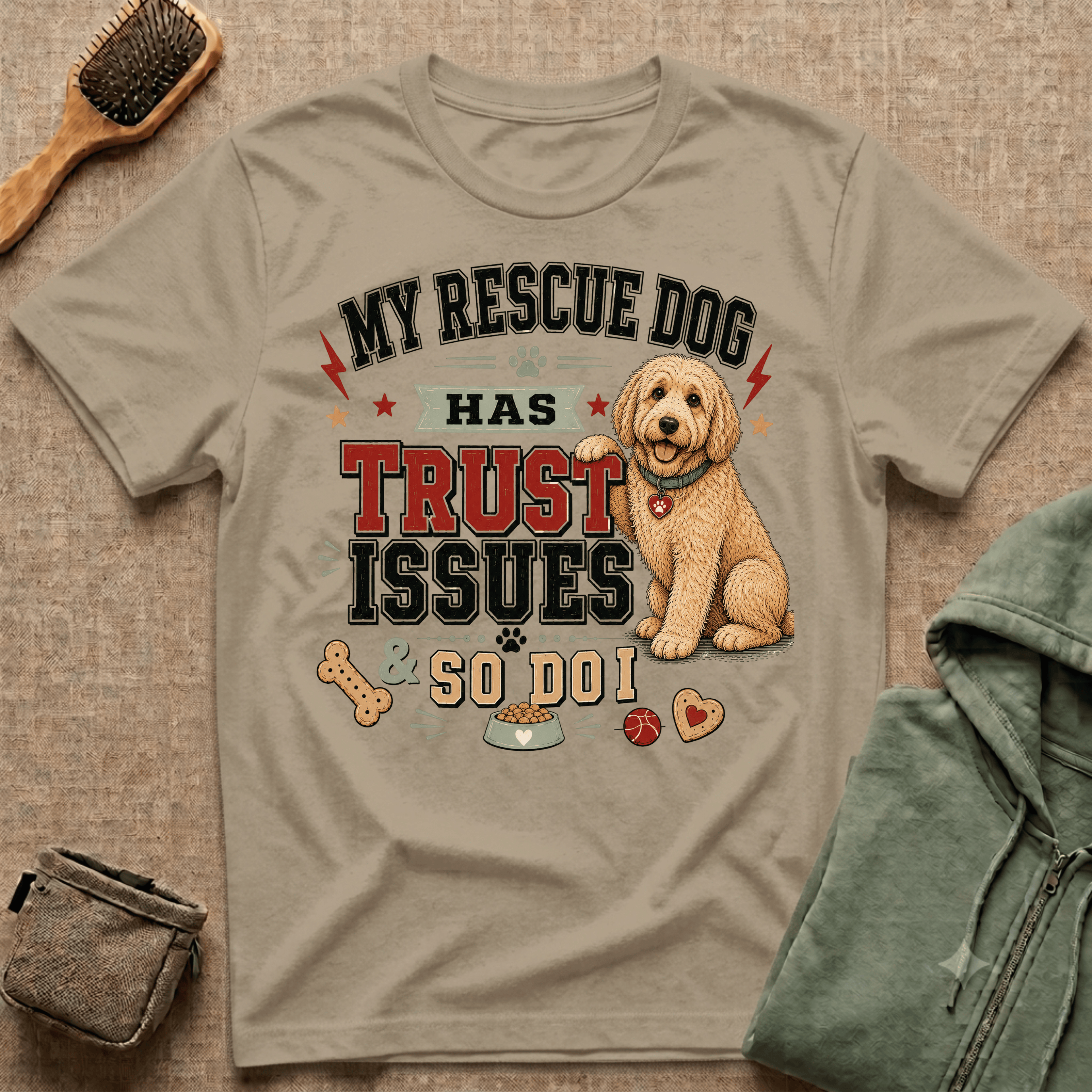 My Rescue Dog Has Trust Issues T-Shirt —Golden Doodle Rescue Dog Owner Tee