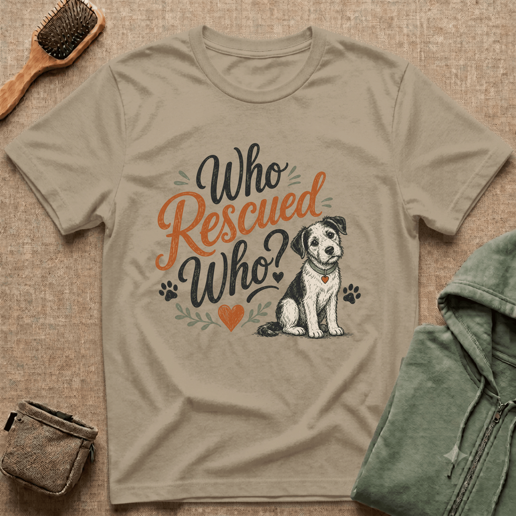 Who Rescued Who? Rescue Dog T-Shirt - Adopted Pet Lover Tee