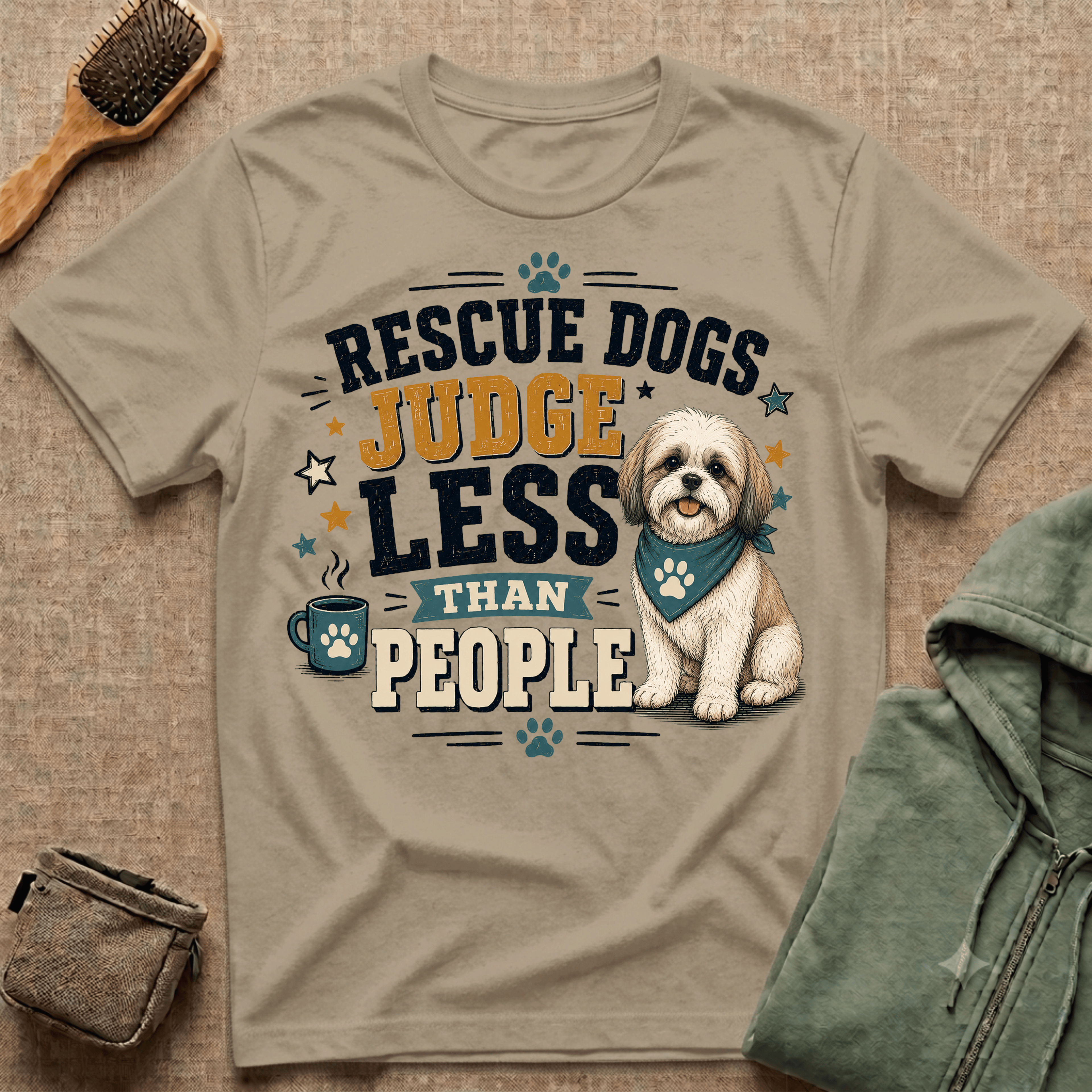 Rescue Dogs Judge Less Than People T-Shirt — Cute Maltese Rescue Tee
