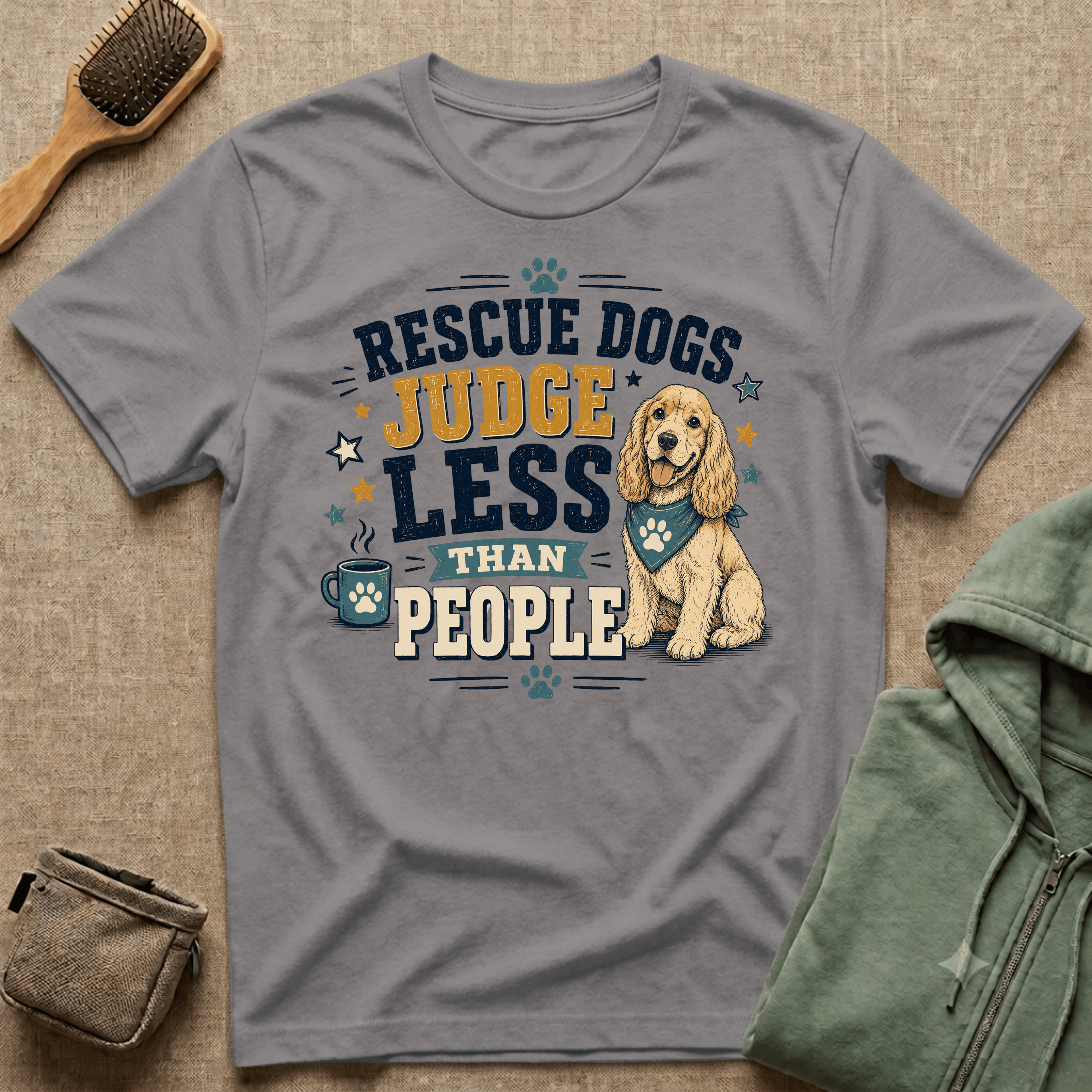 Rescue Dogs Judge Less Than People T-Shirt — Cute Cocker Spaniel Rescue Tee