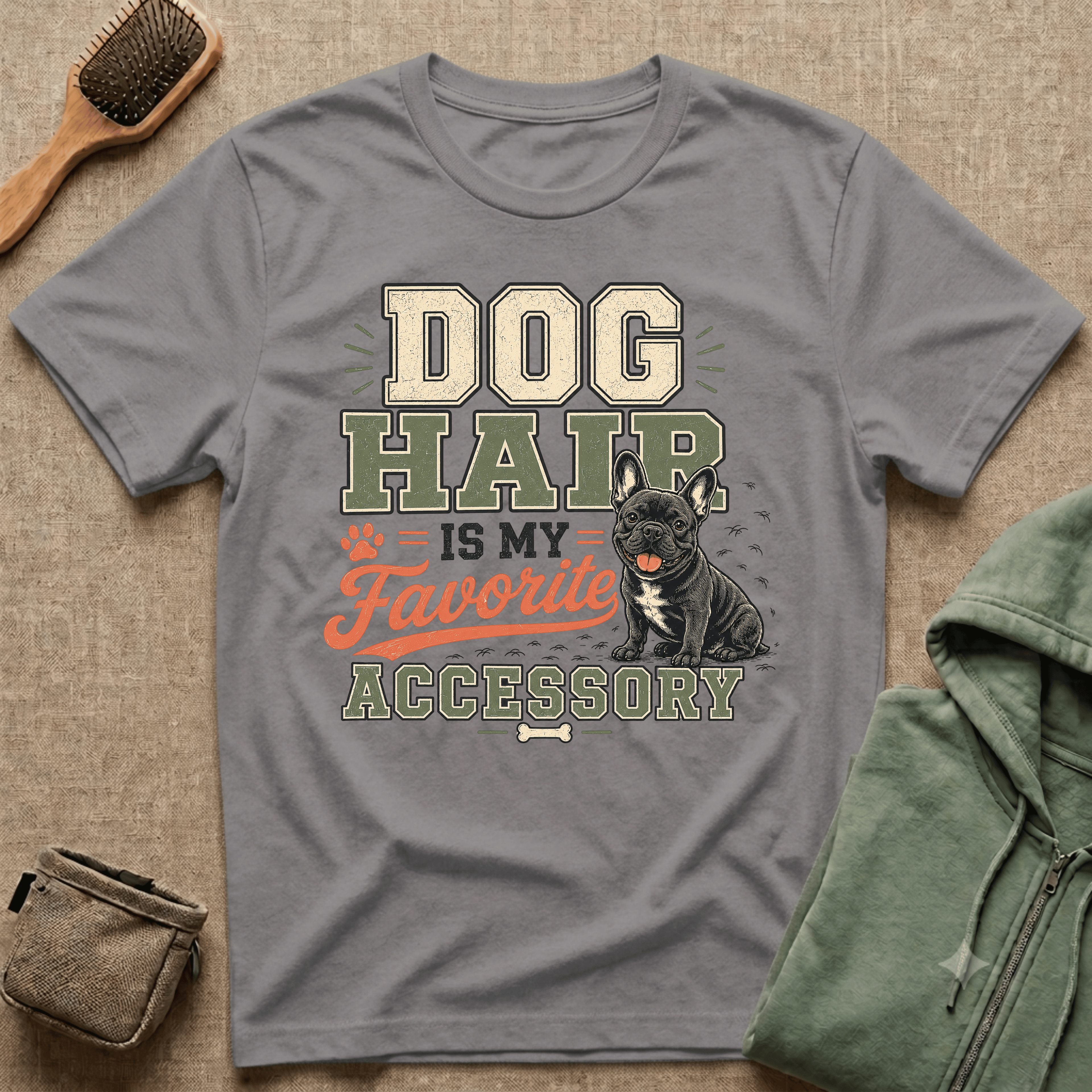 Dog Hair Is My Favorite Accessory T-Shirt — Frenchie Dog Lover Tee