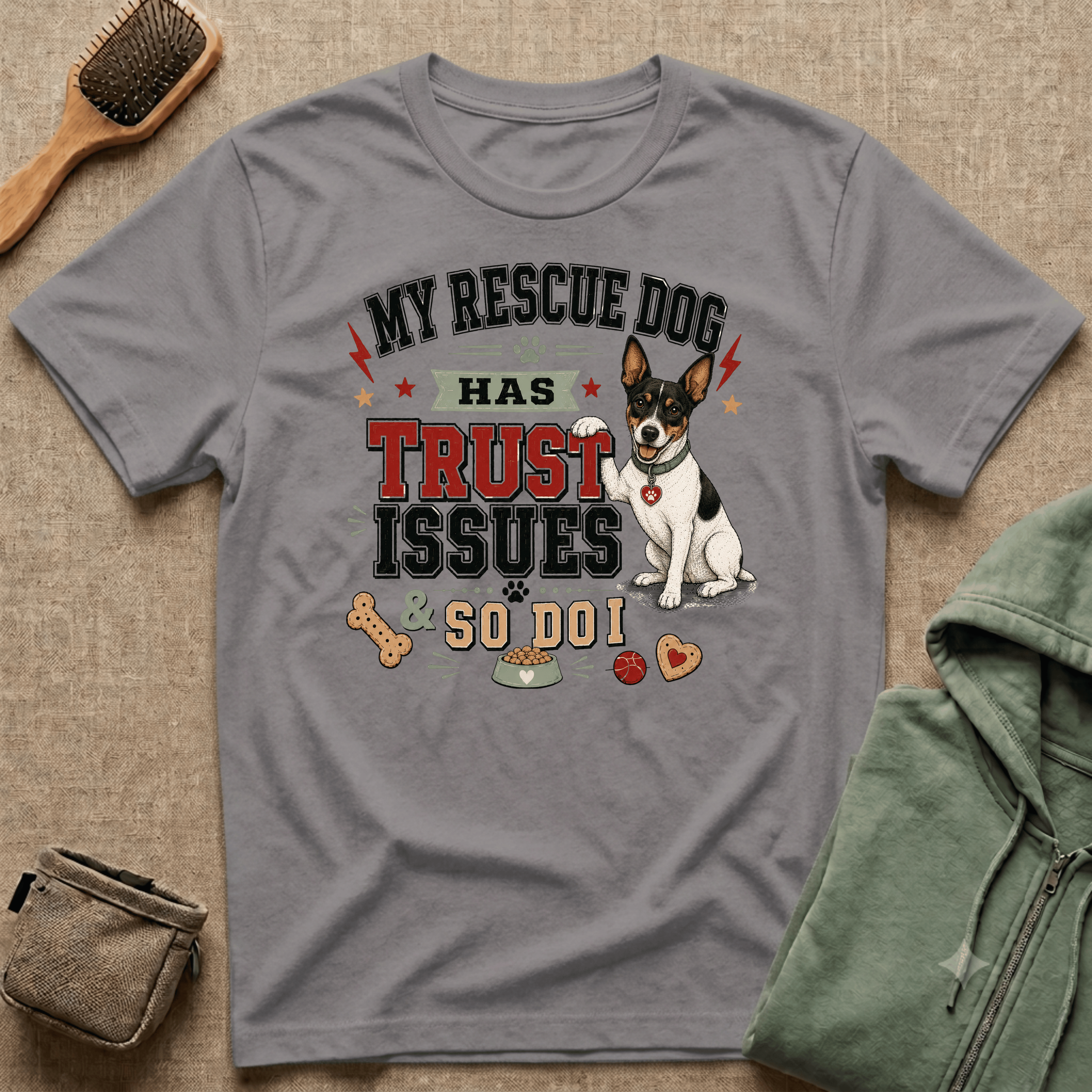 My Rescue Dog Has Trust Issues T-Shirt —Rat Terrier Rescue Dog Owner Tee