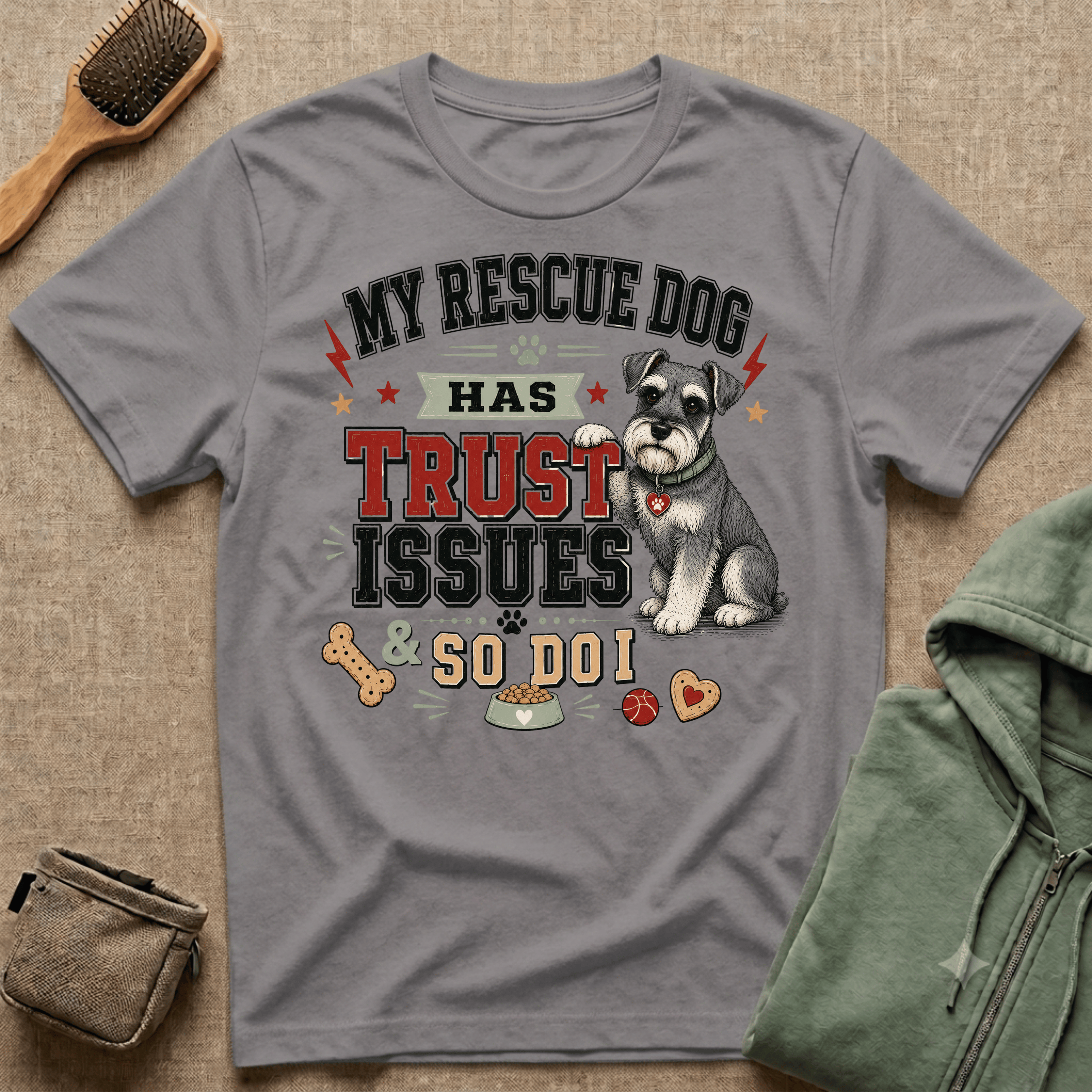 My Rescue Dog Has Trust Issues T-Shirt —Schnauzer Rescue Dog Owner Tee