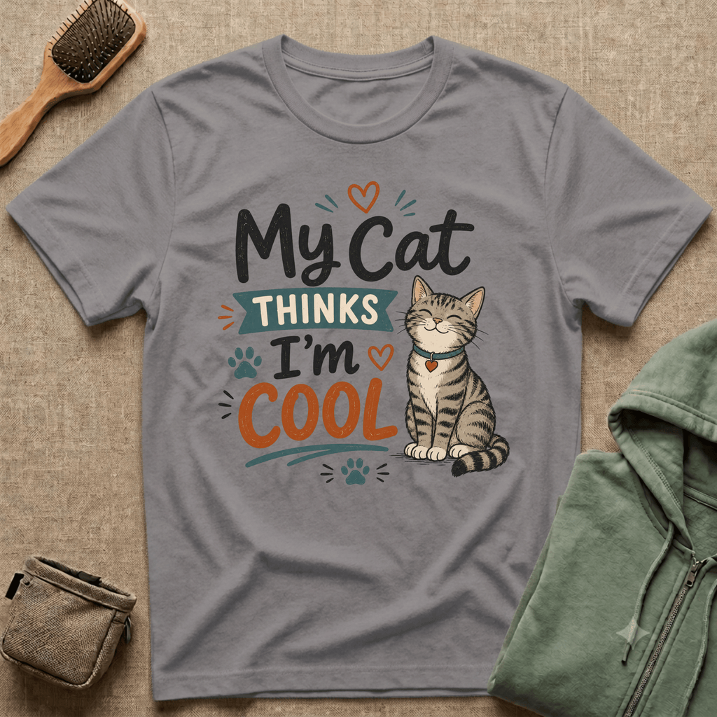 My Cat Thinks I’m Cool T-Shirt – Cute Cat Lover Graphic Tee
