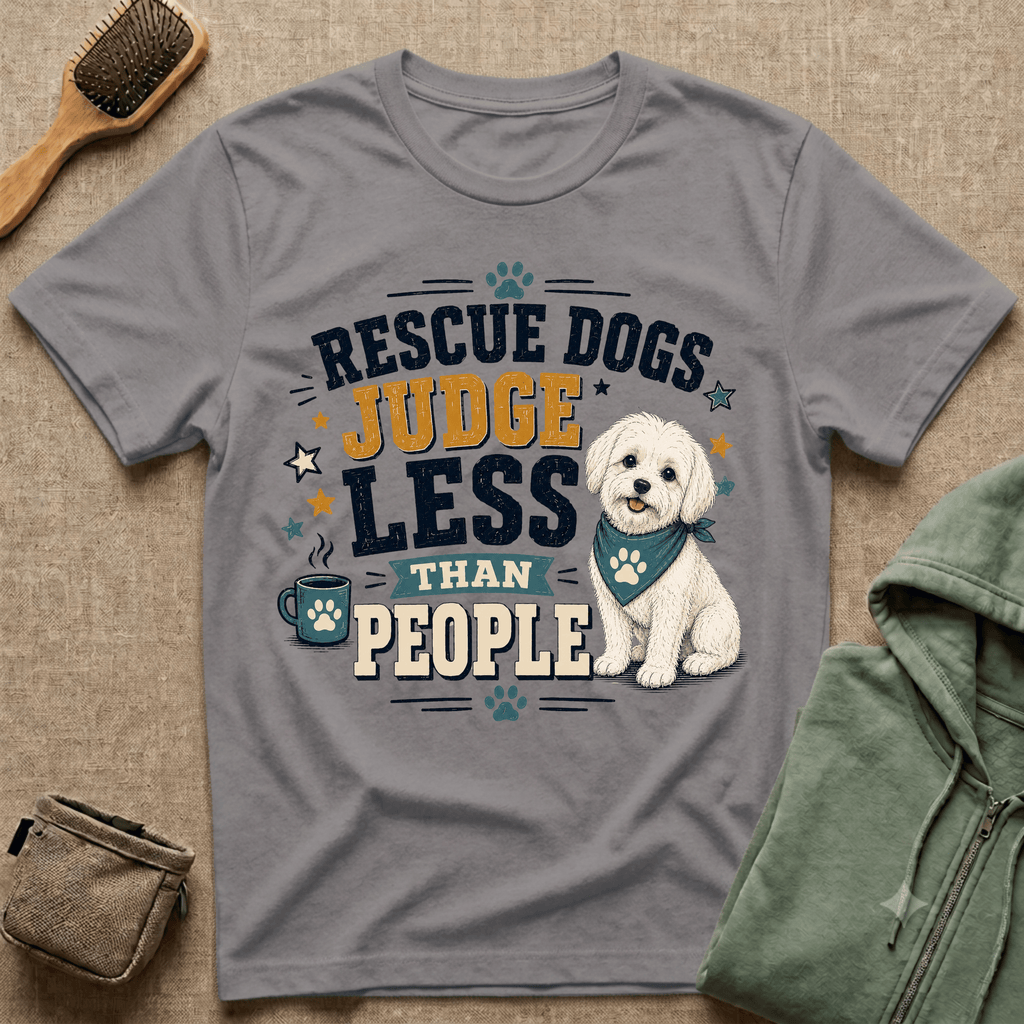 Rescue Dogs Judge Less Than People T-Shirt — Cute Shih Zhu Rescue Tee