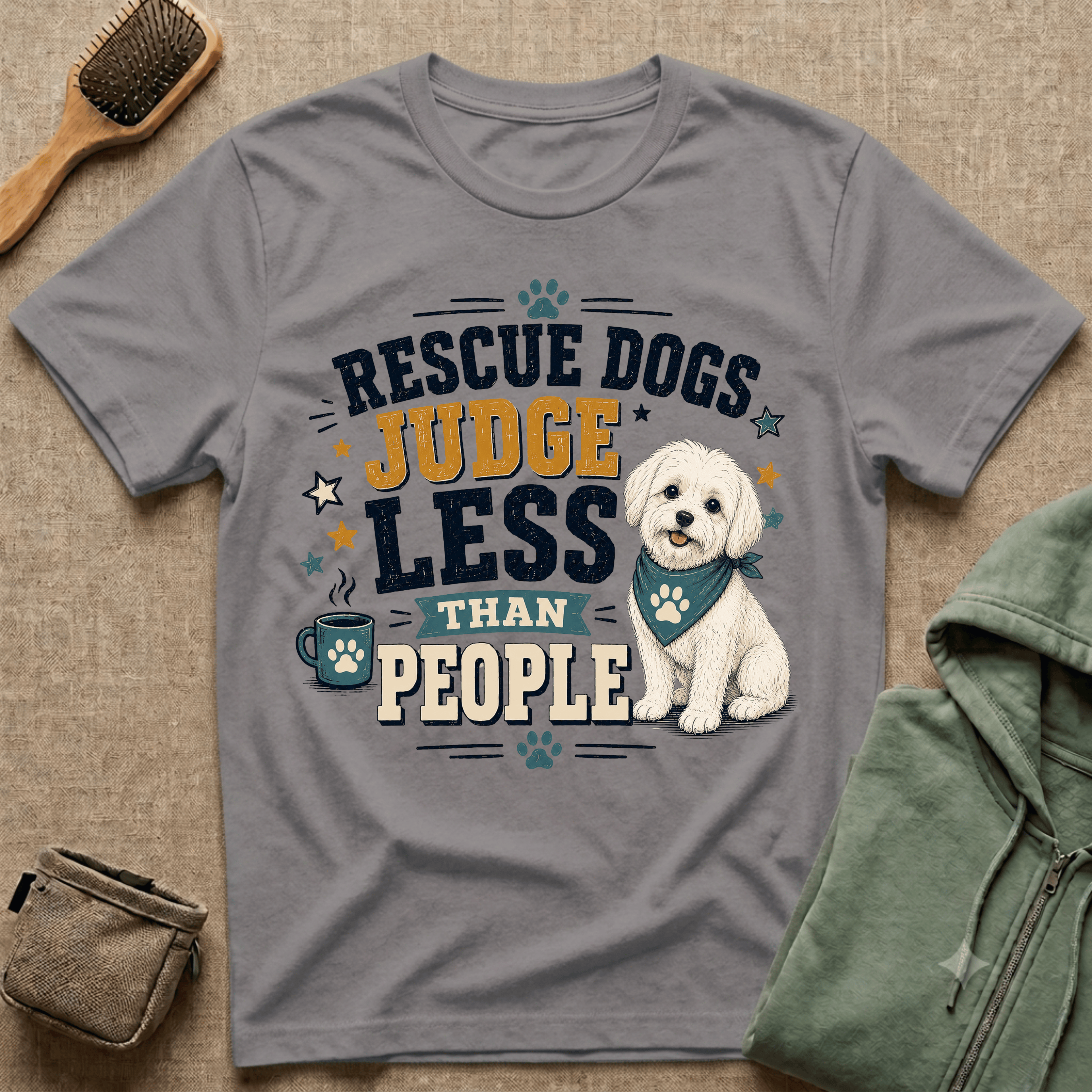Rescue Dogs Judge Less Than People T-Shirt — Cute Shih Zhu Rescue Tee