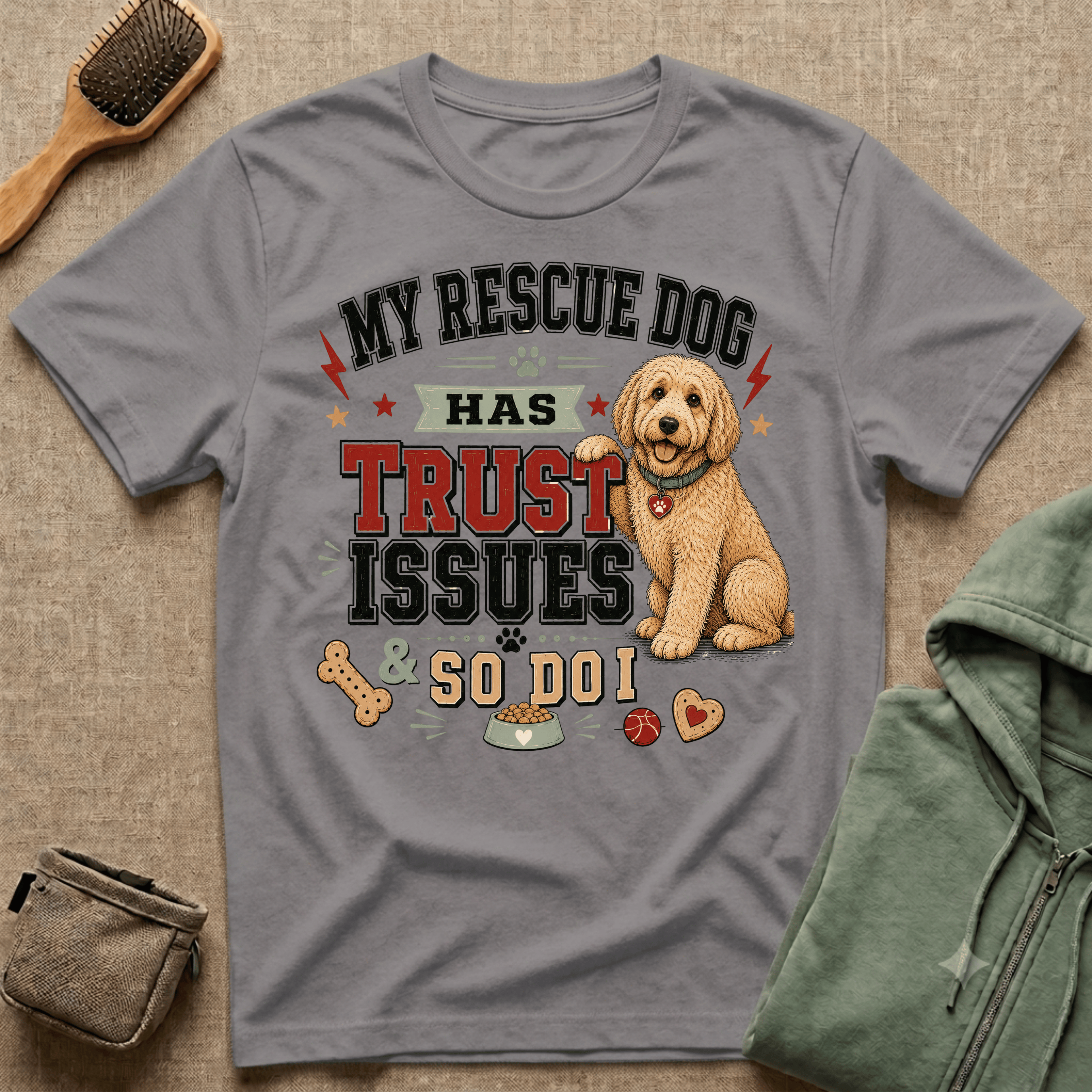 My Rescue Dog Has Trust Issues T-Shirt —Golden Doodle Rescue Dog Owner Tee