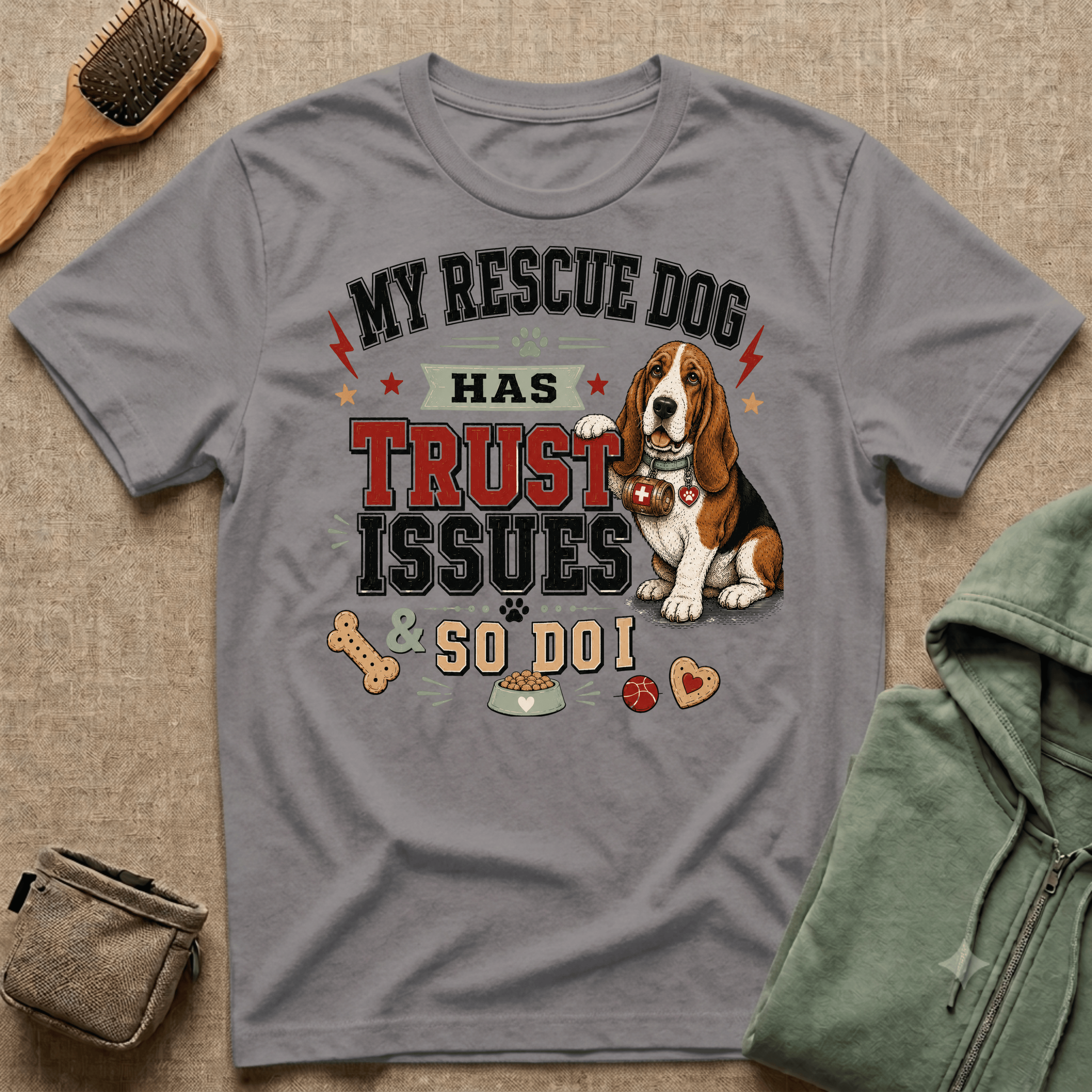 My Rescue Dog Has Trust Issues T-Shirt —Basset Rescue Dog Owner Tee