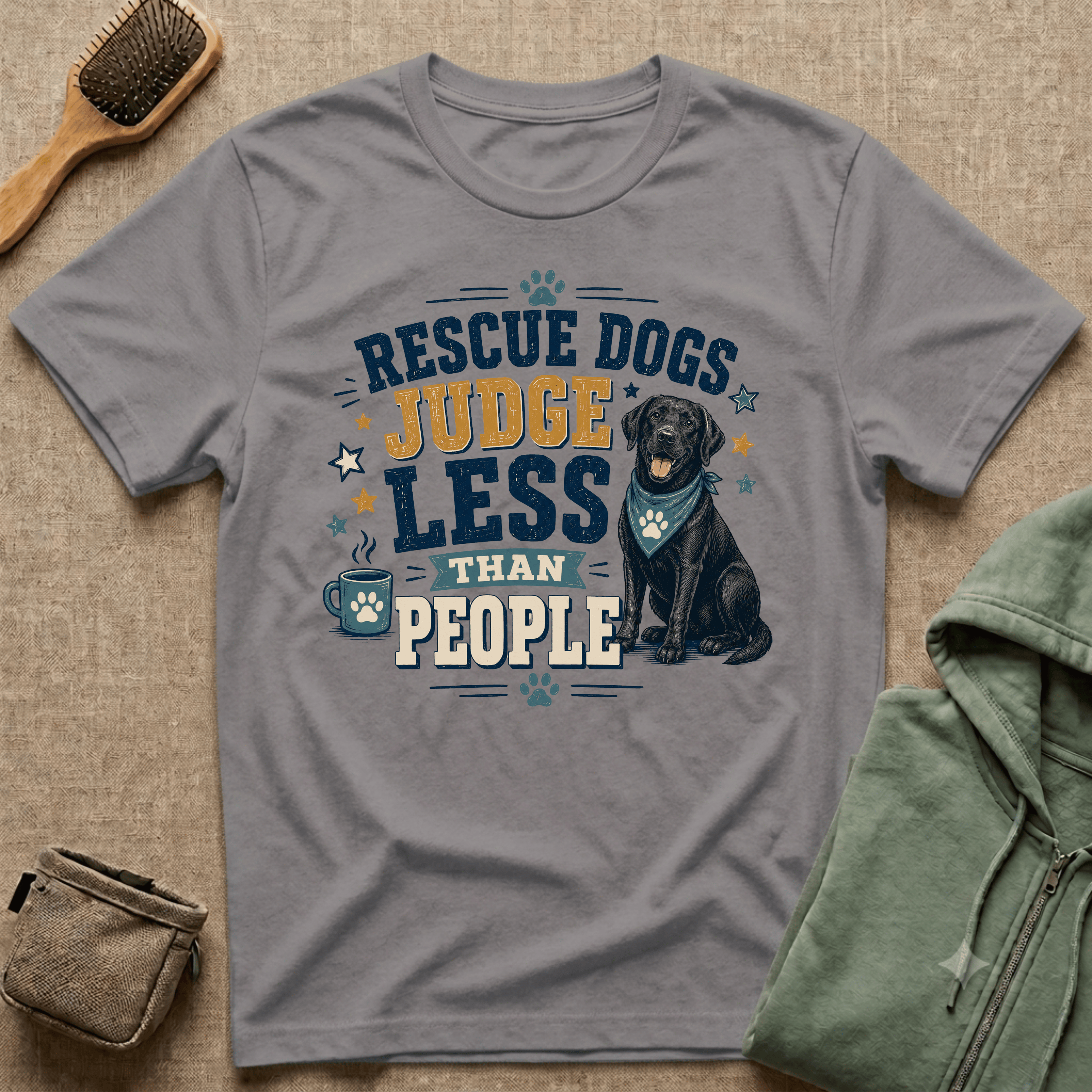 Rescue Dogs Judge Less Than People T-Shirt — Cute Black Lab Rescue Tee