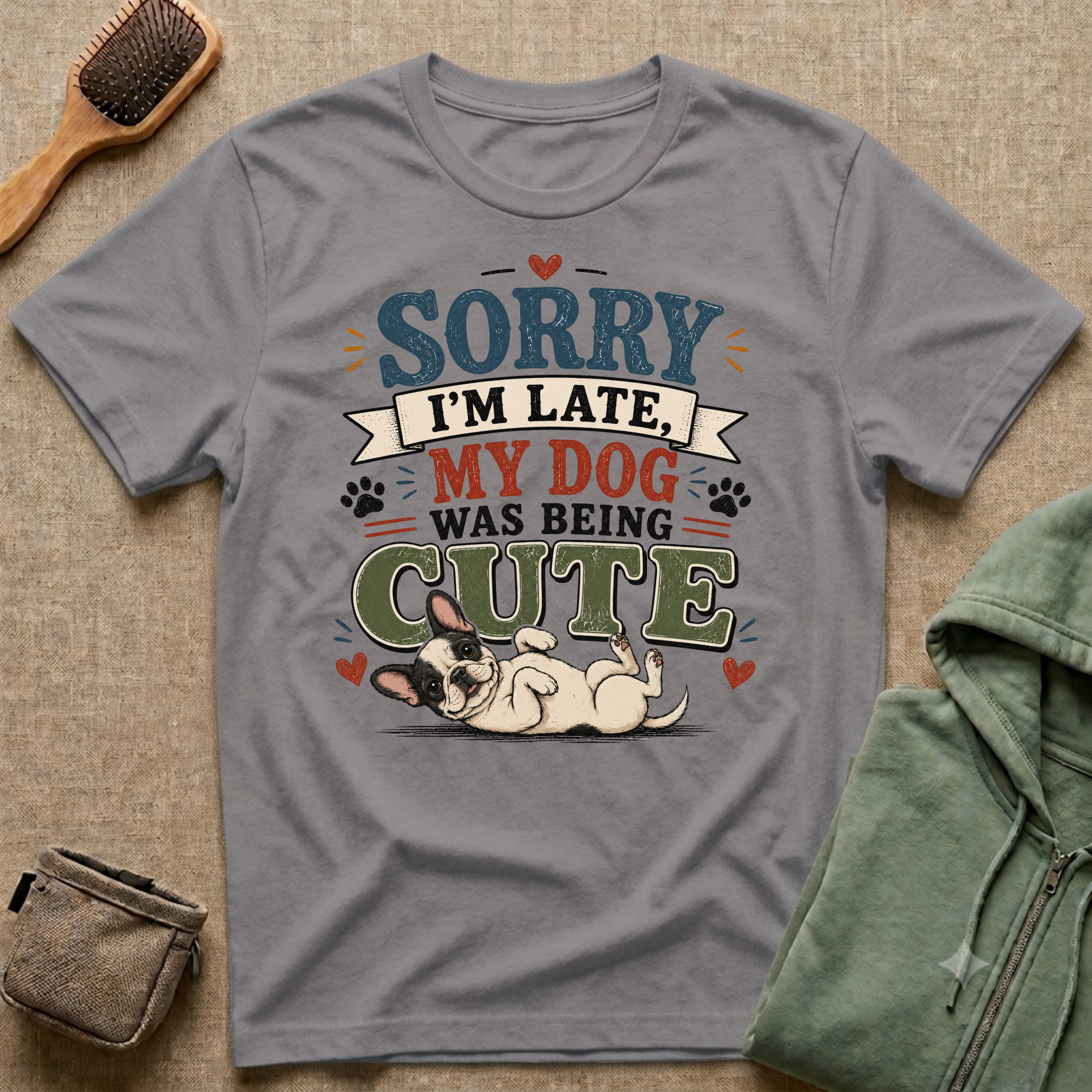 "Sorry I'm Late My Dog Was Being Cute" Cute Dog Lover Graphic Tee