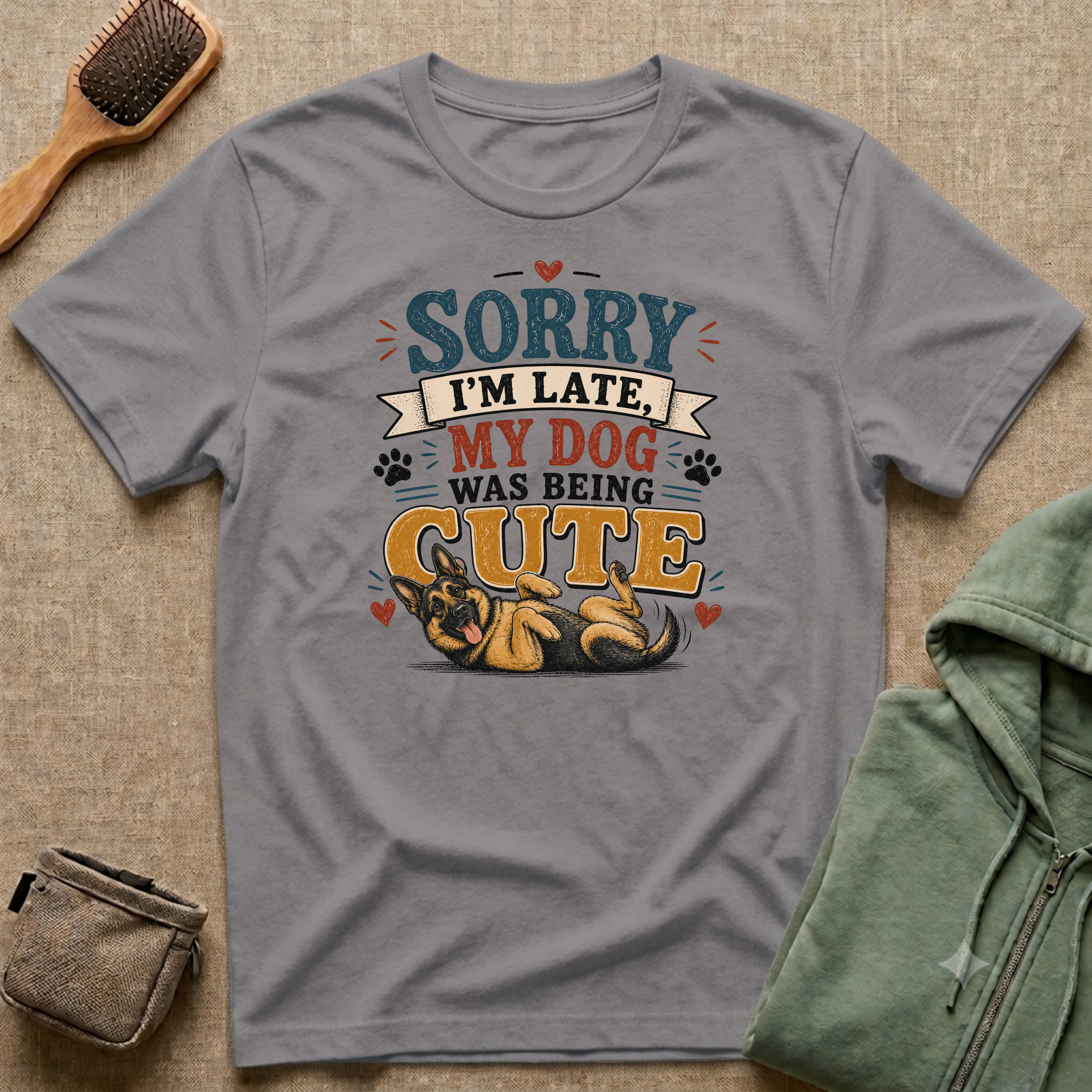 Sorry I'm Late My Dog Was Being Cute T-Shirt — German Shepperd Dog Lover Tee