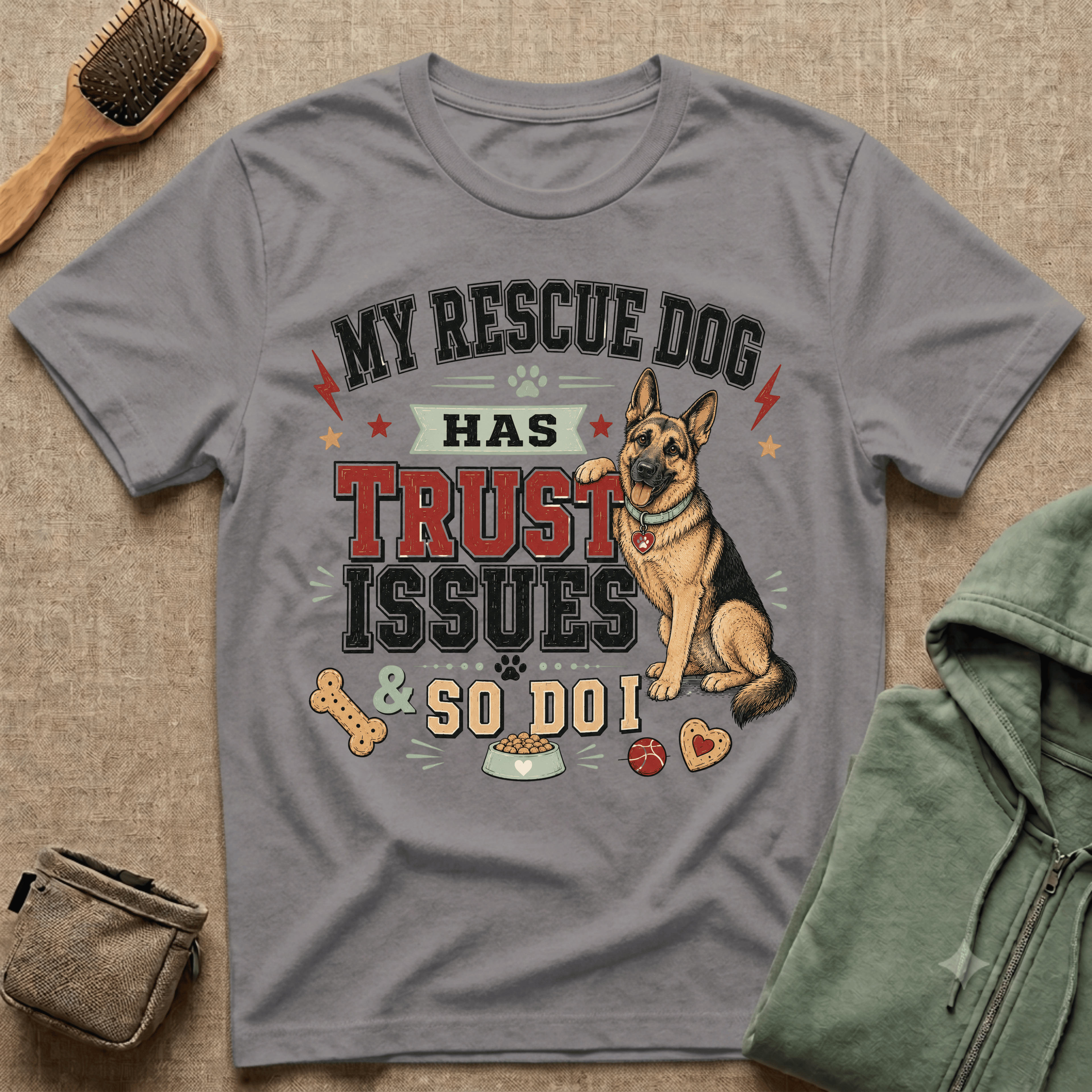 My Rescue Dog Has Trust Issues T-Shirt —German Shepherd Rescue Dog Owner Tee
