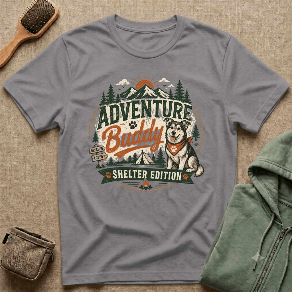 Adventure Buddy T-Shirt — Shelter Edition Dog Hiking Tee