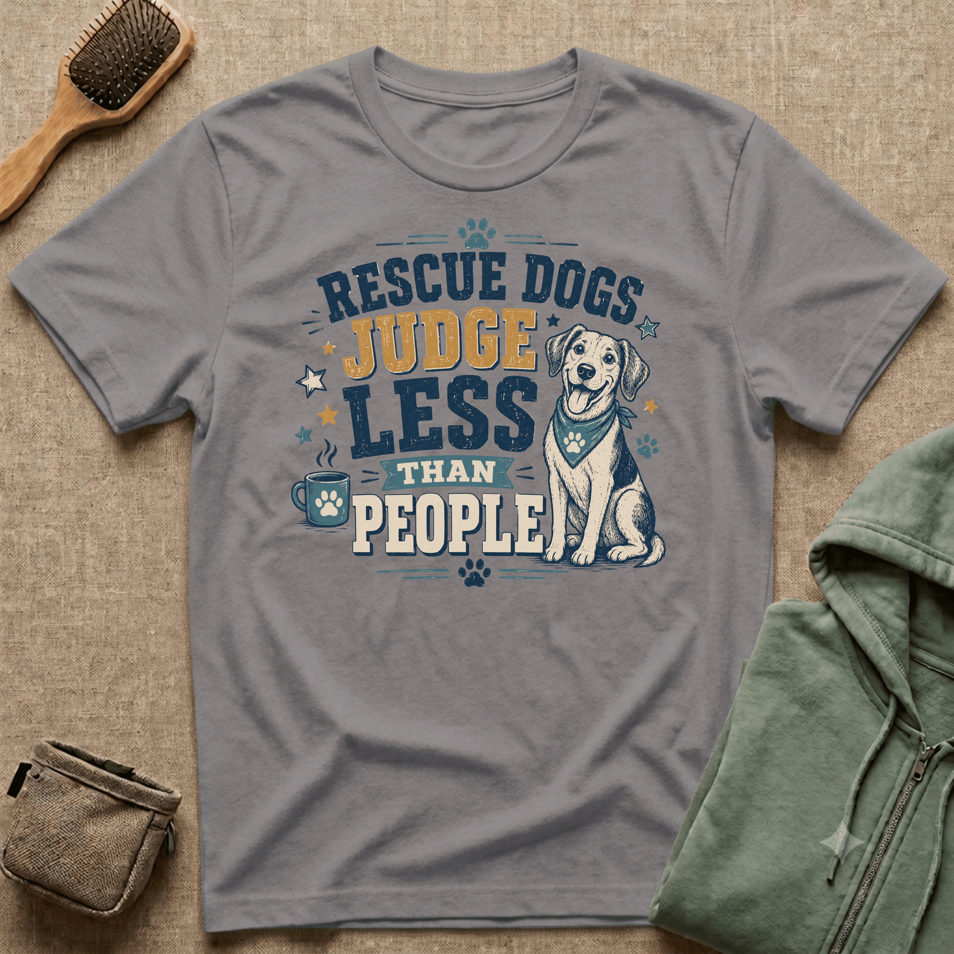 Rescue Dogs Judge Less Than People T-Shirt — Cute Mixed Breed Rescue Tee
