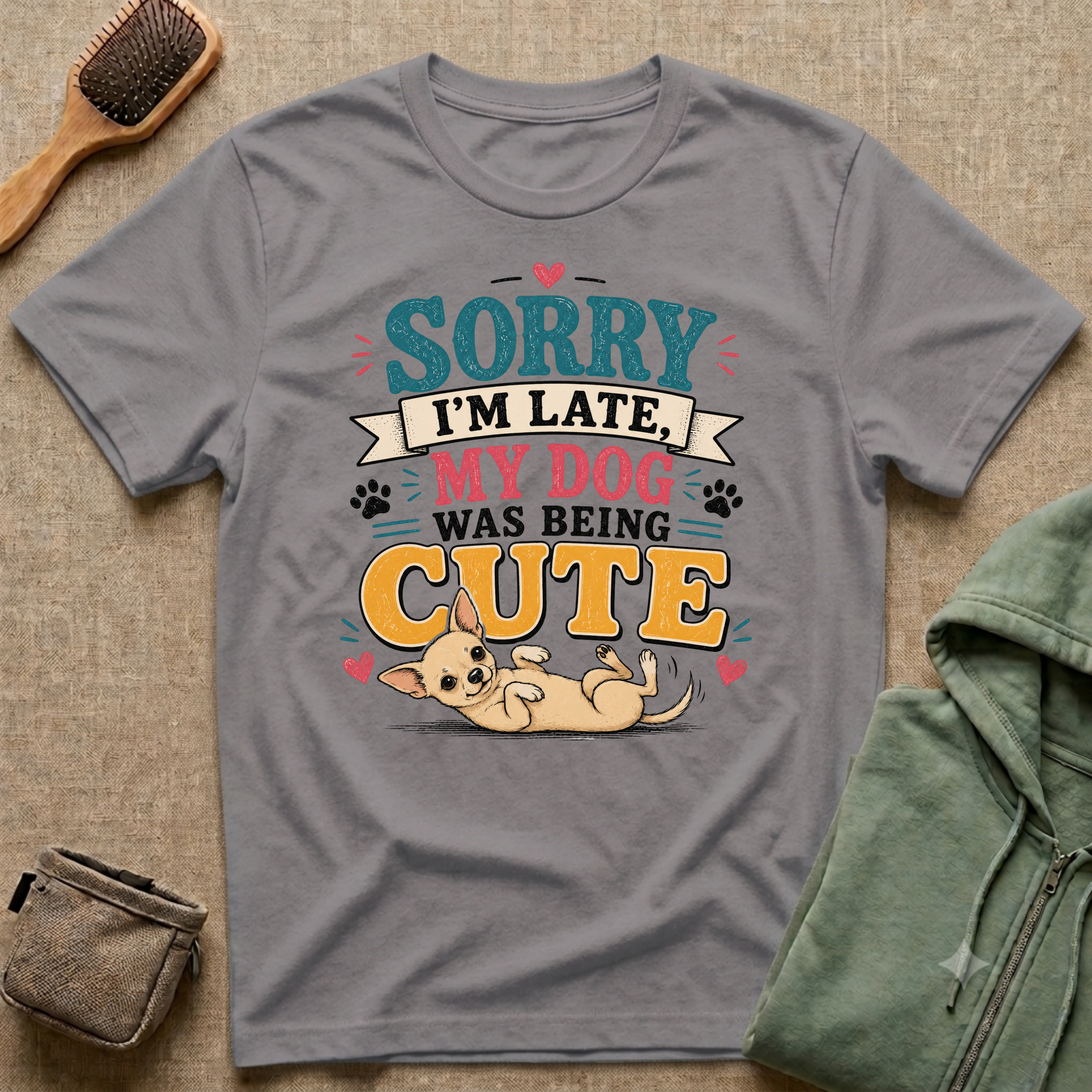 Sorry I'm Late My Dog Was Being Cute T-Shirt — Chihuahua Dog Lover Tee