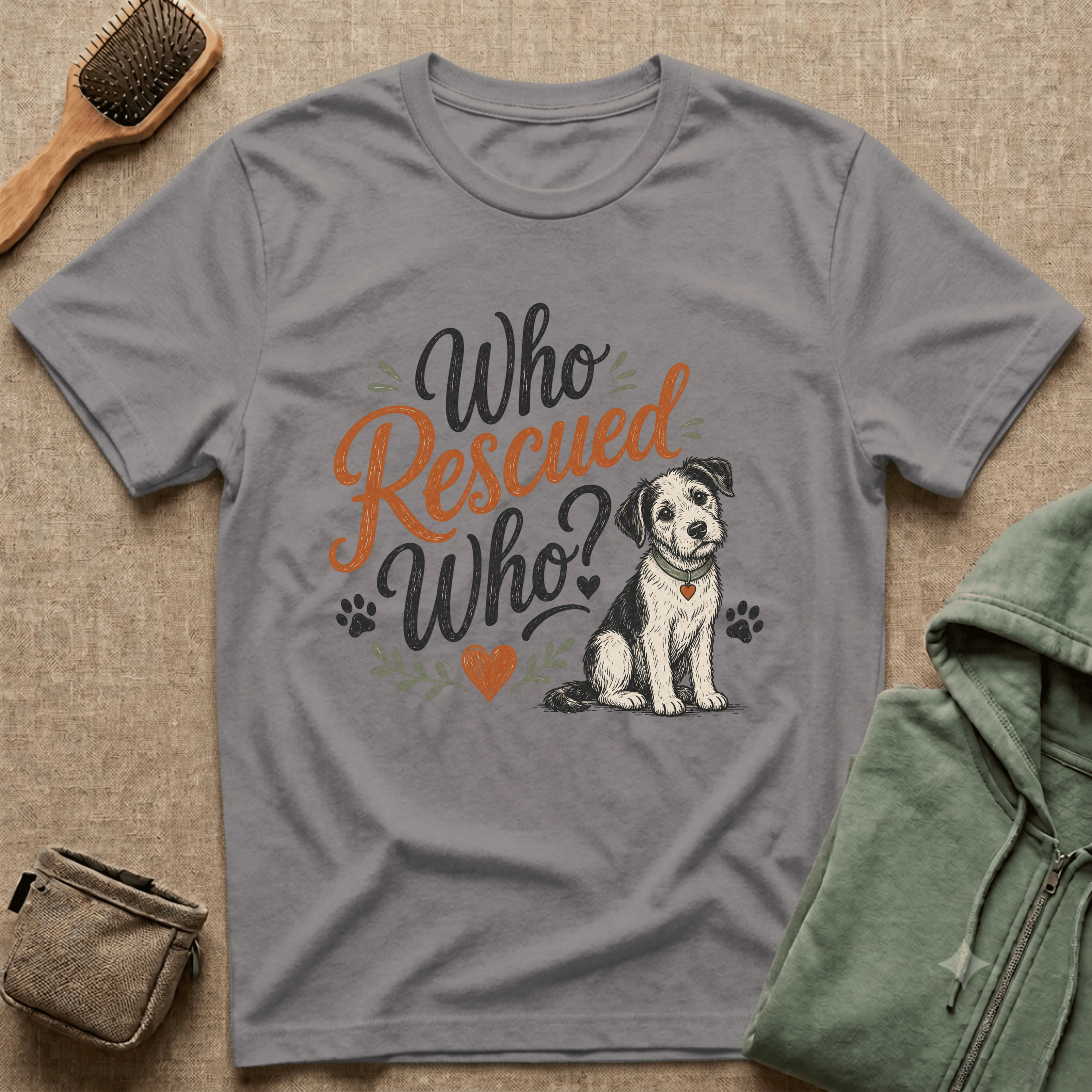 Who Rescued Who? Rescue Dog T-Shirt - Adopted Pet Lover Tee