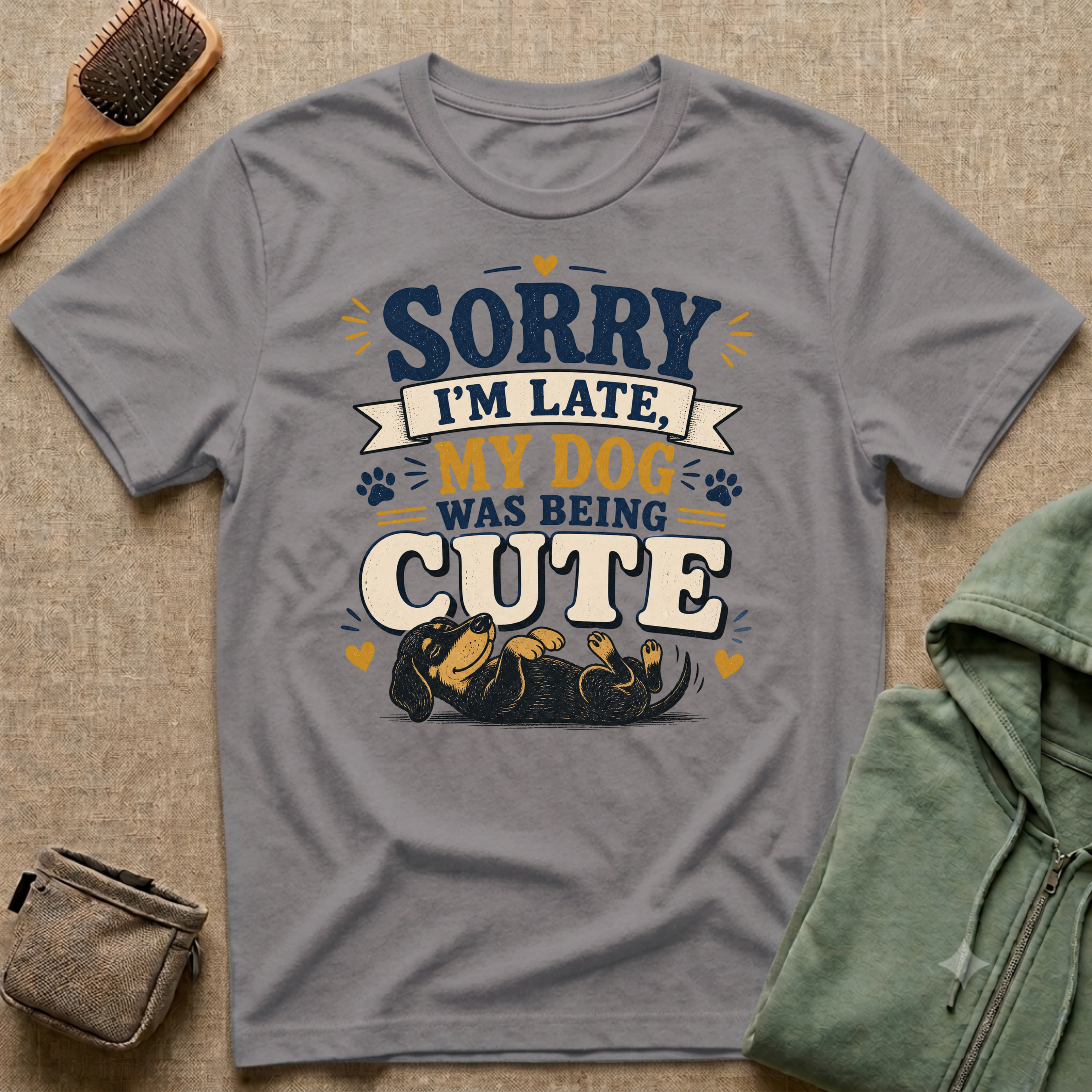 Sorry I'm Late My Dog Was Being Cute T-Shirt — Dachshund Funny Dog Lover Tee