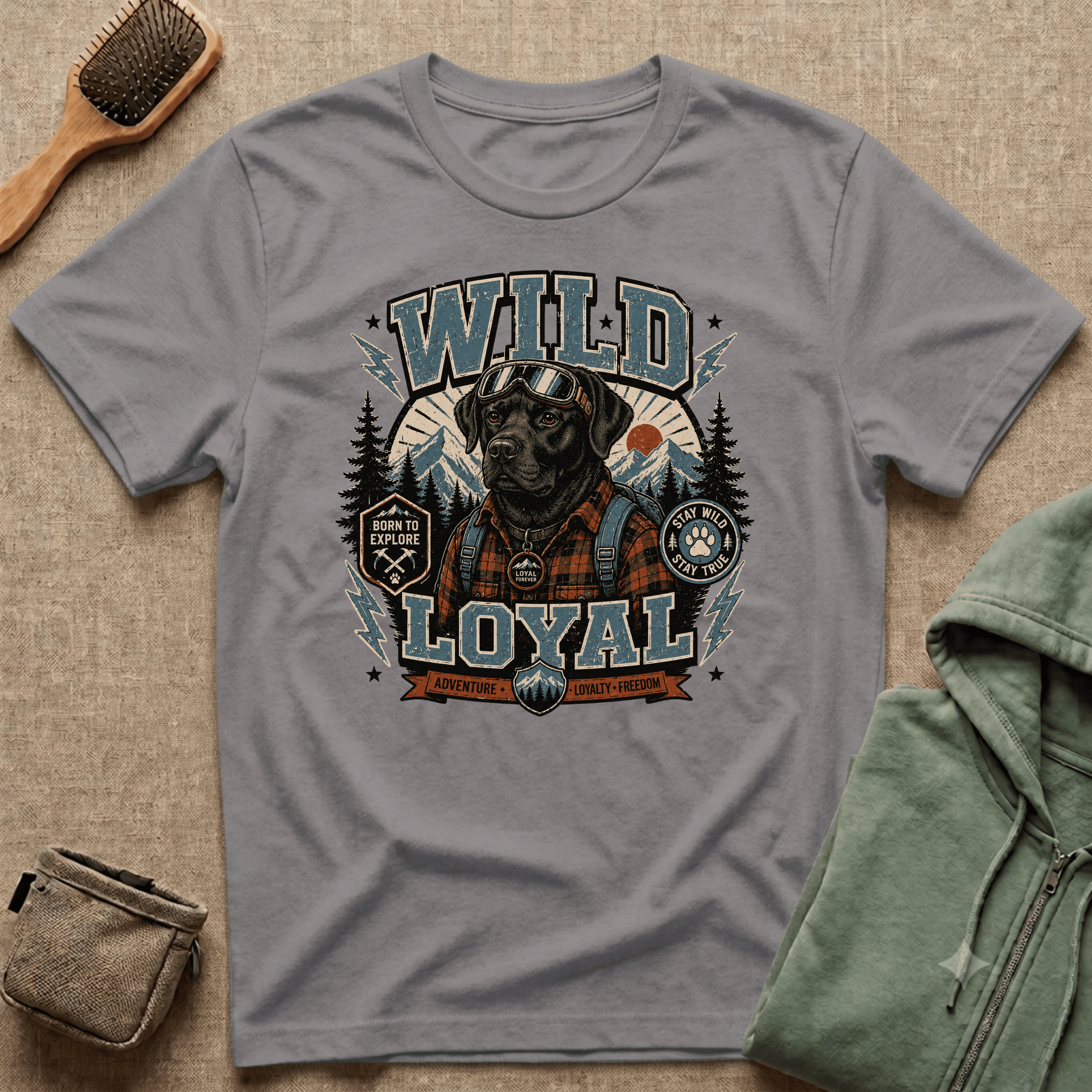 Wild & Loyal Dog T-Shirt — Vintage Lumberjack Black Labrador Design