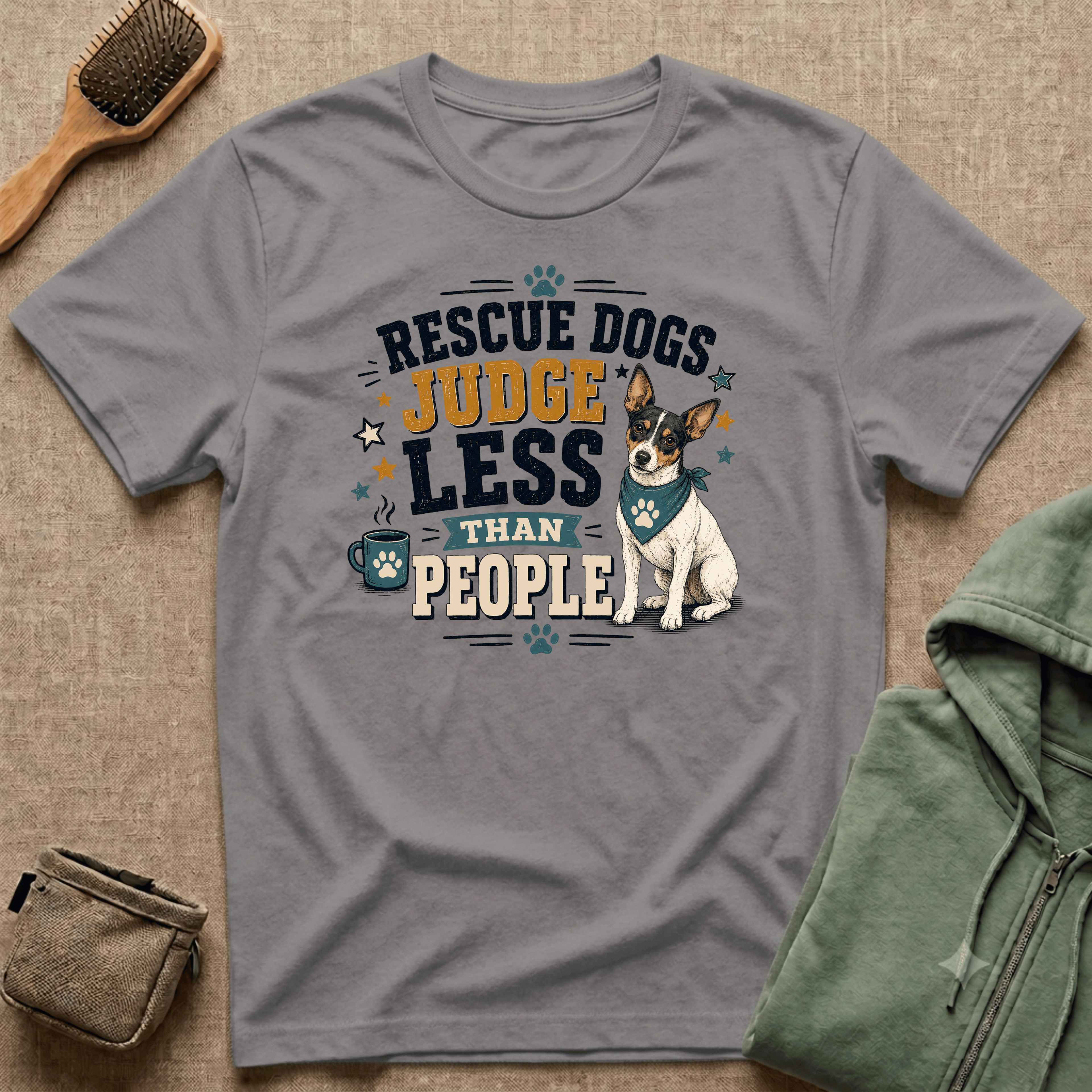 Rescue Dogs Judge Less Than People T-Shirt — Cute Rat Terrier Rescue Tee