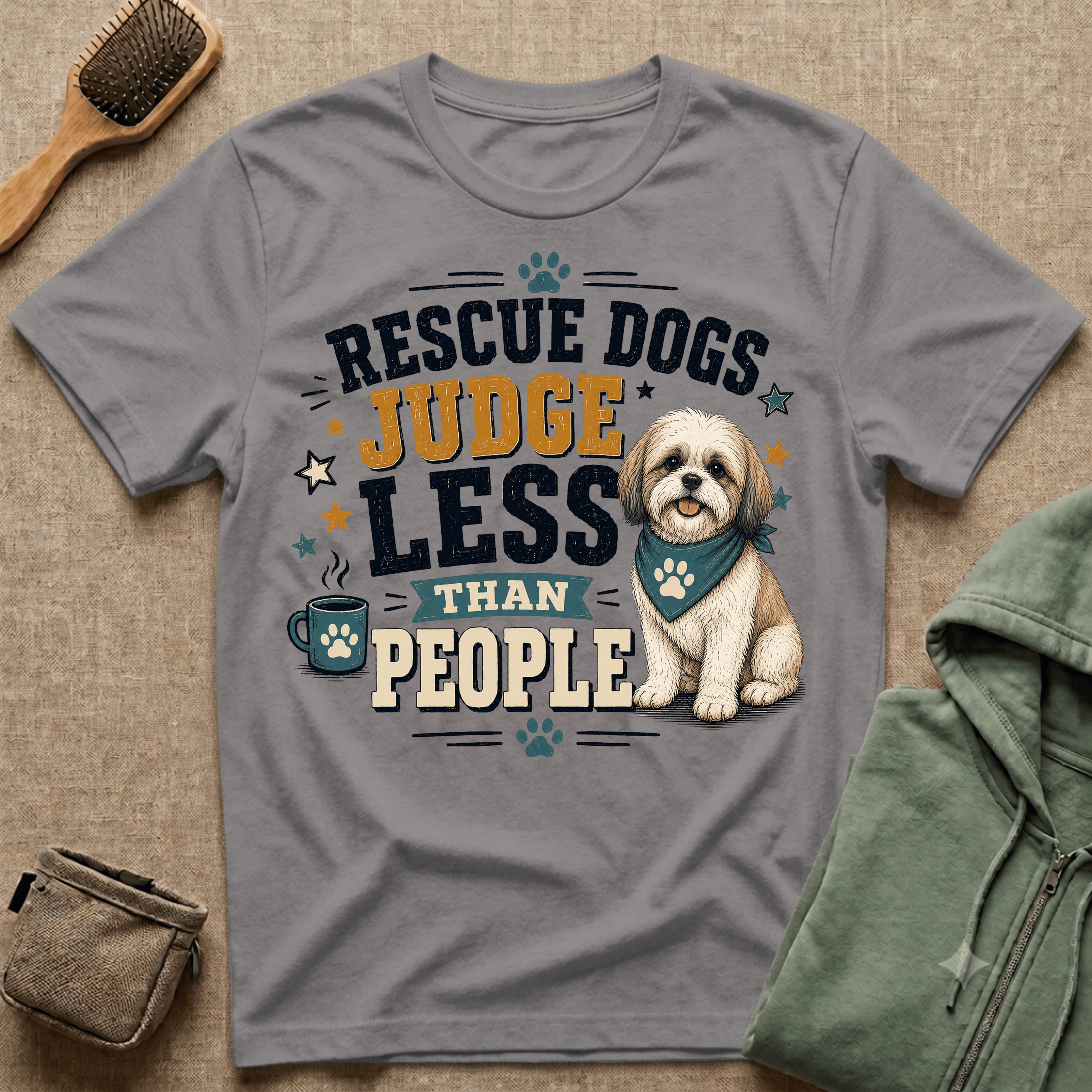 Rescue Dogs Judge Less Than People T-Shirt — Cute Maltese Rescue Tee