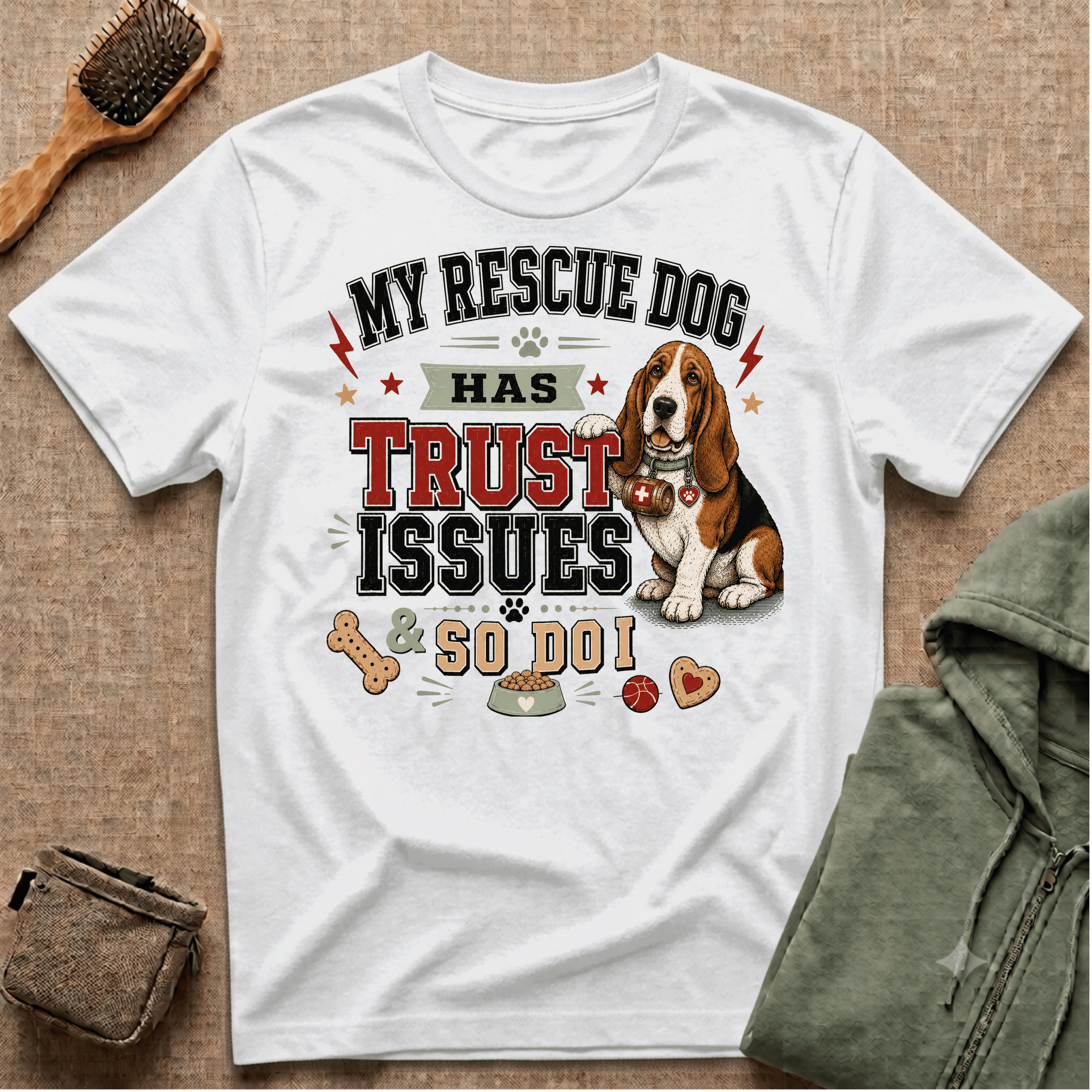 My Rescue Dog Has Trust Issues T-Shirt —Basset Rescue Dog Owner Tee