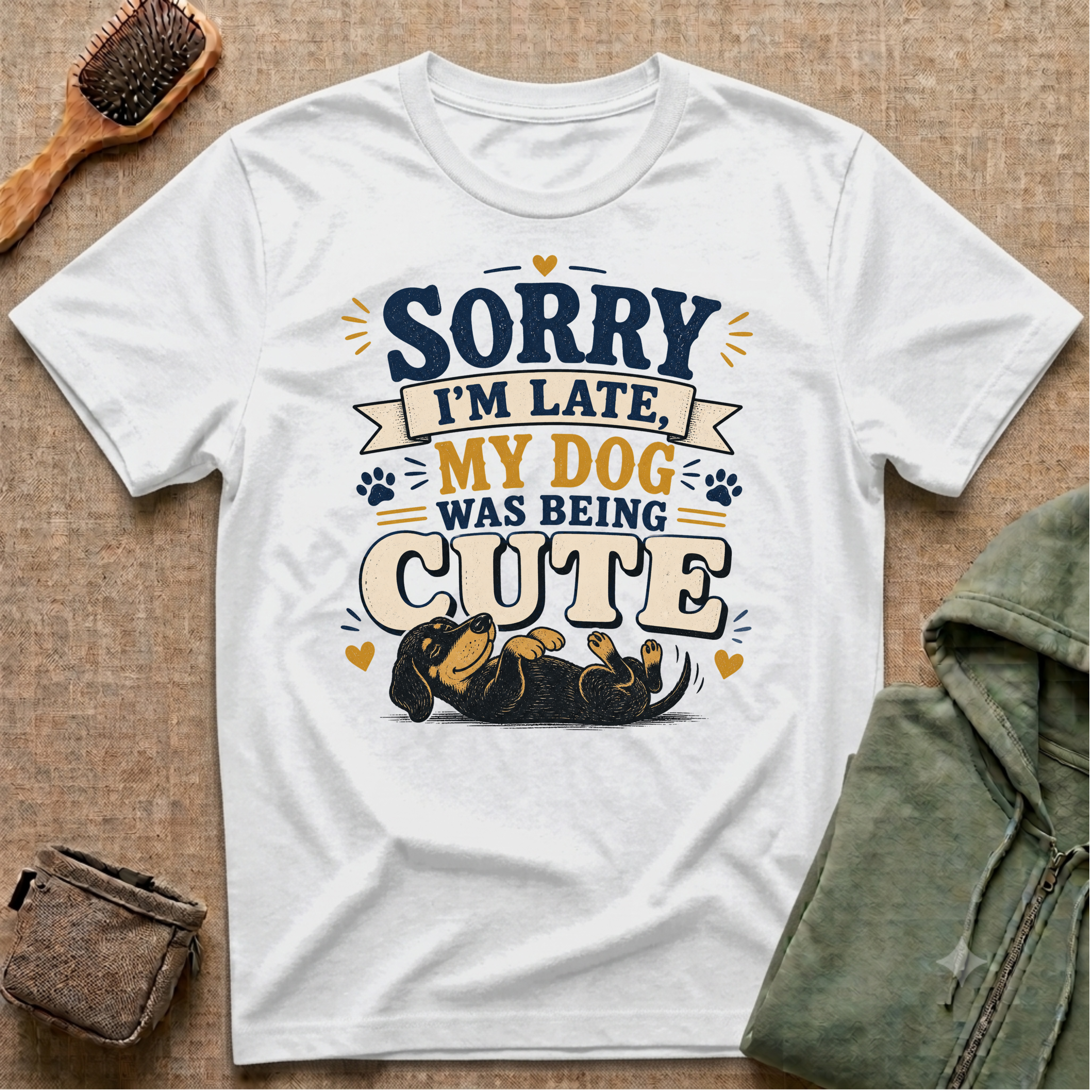 Sorry I'm Late My Dog Was Being Cute T-Shirt — Dachshund Funny Dog Lover Tee