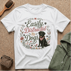 Easily Distracted By Dogs T-Shirt — Cute Black Lab Floral Dog Lover Tee